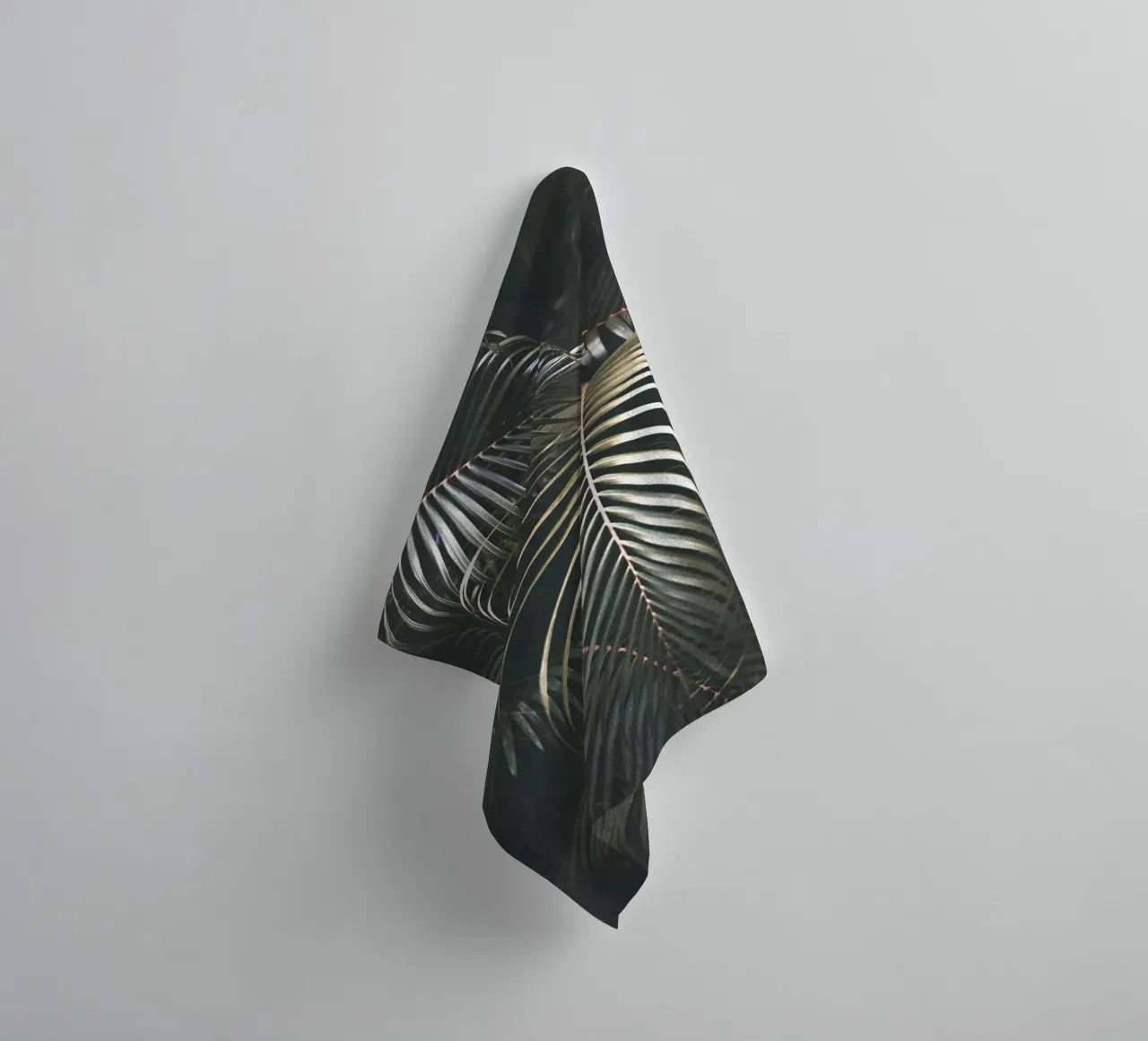 Tropical palm leaves - Dark, exotic design towel by Whole©