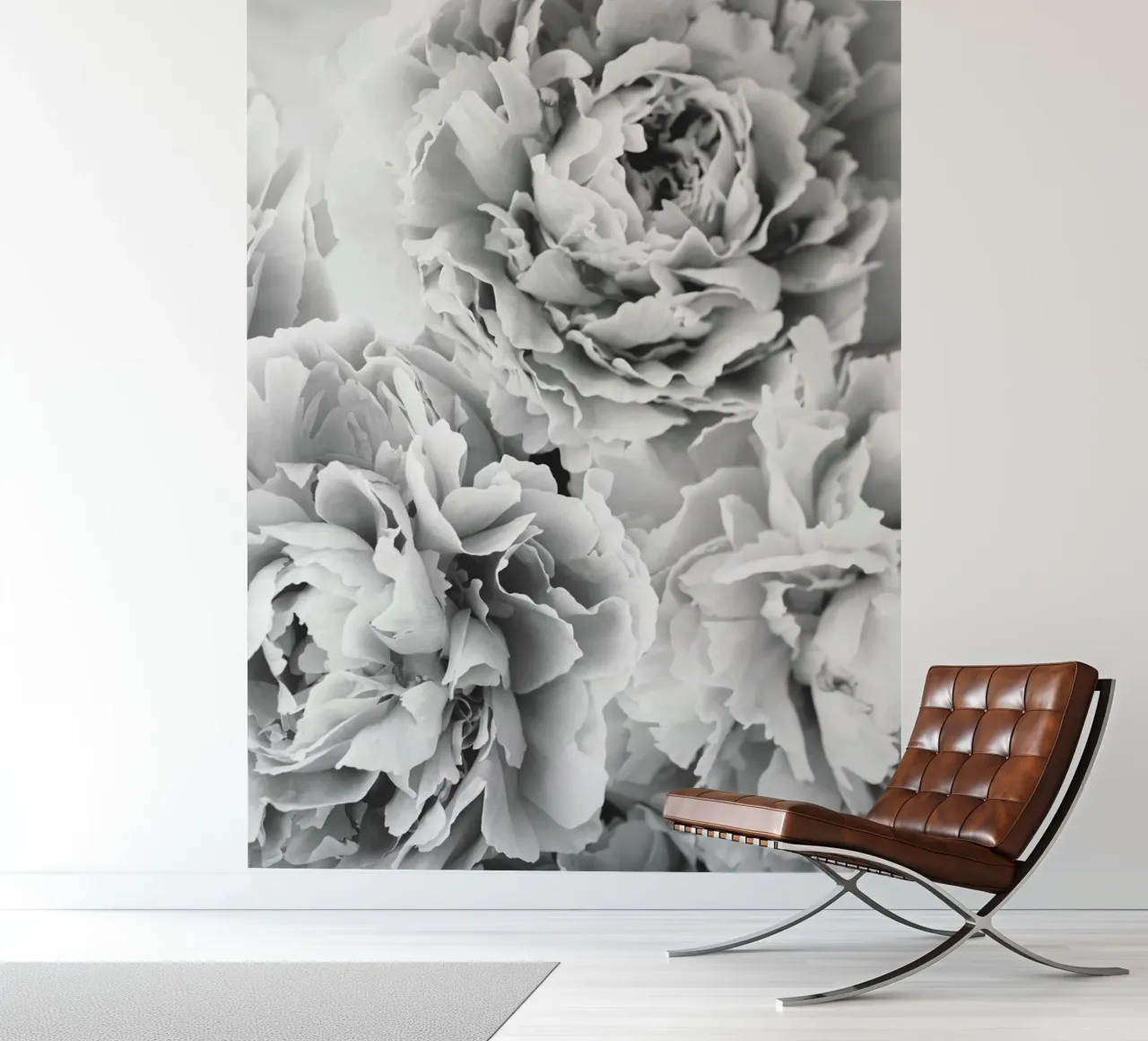 Peony splendour - Elegant black and white flowers photo wallpaper by Whole©