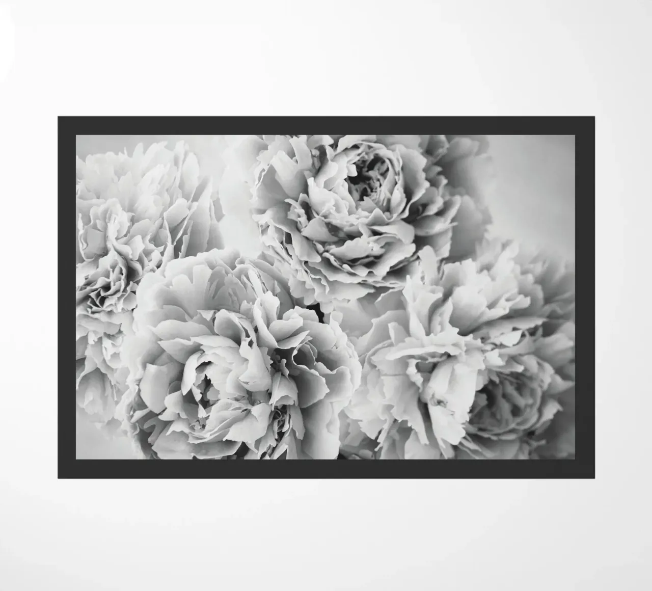 Splendore di peonia - Eleganti fiori bianchi e neri zerbino da Whole©