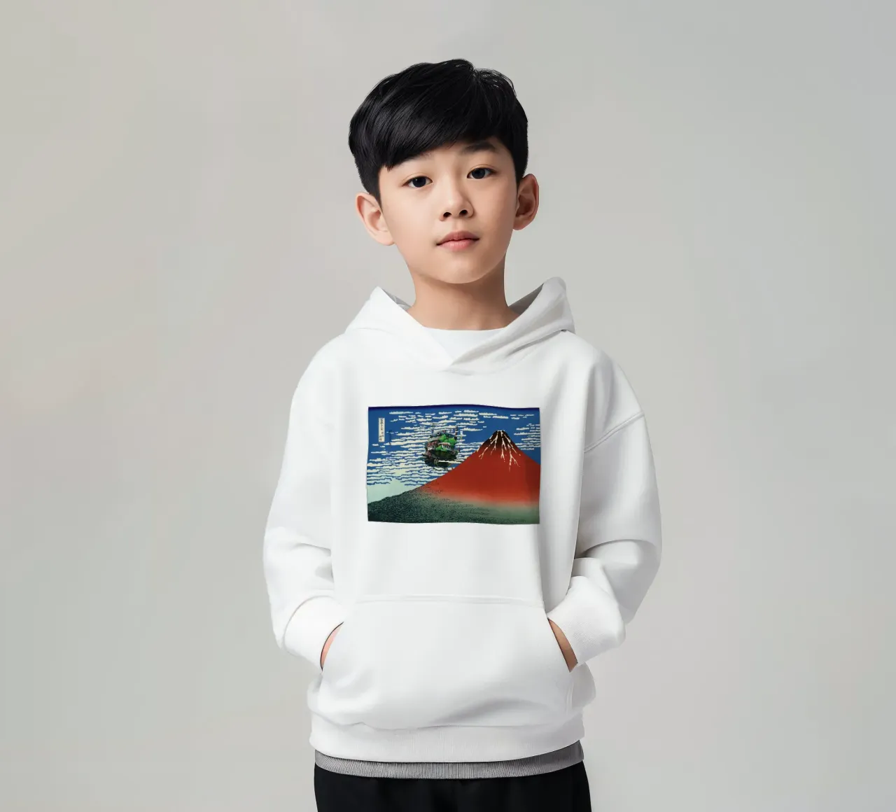 Howl's Moving Castle & Mt Fuji sudadera con capucha para niño de Mashtup