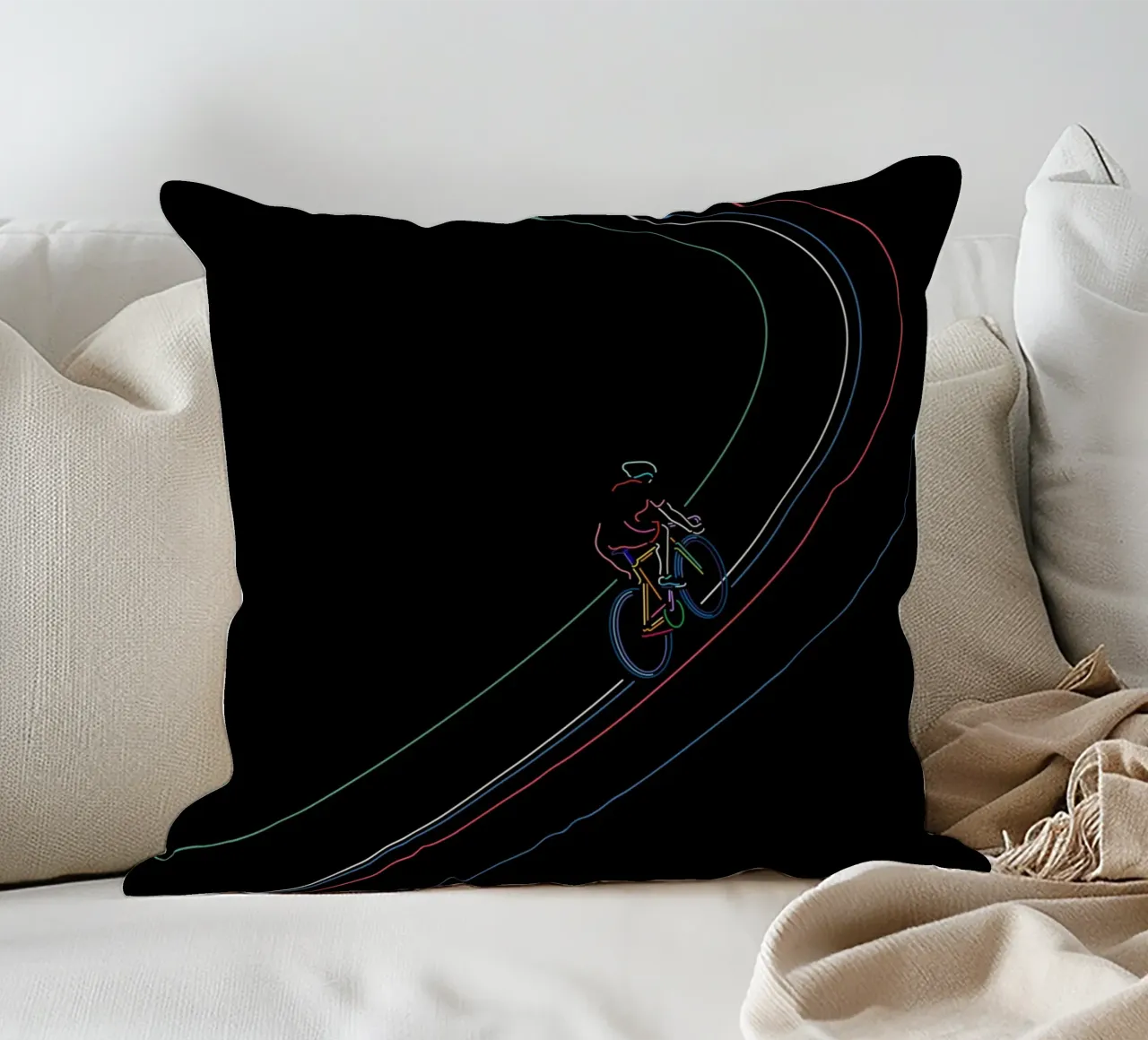 Stay on track decorative cushion by The Cyclist