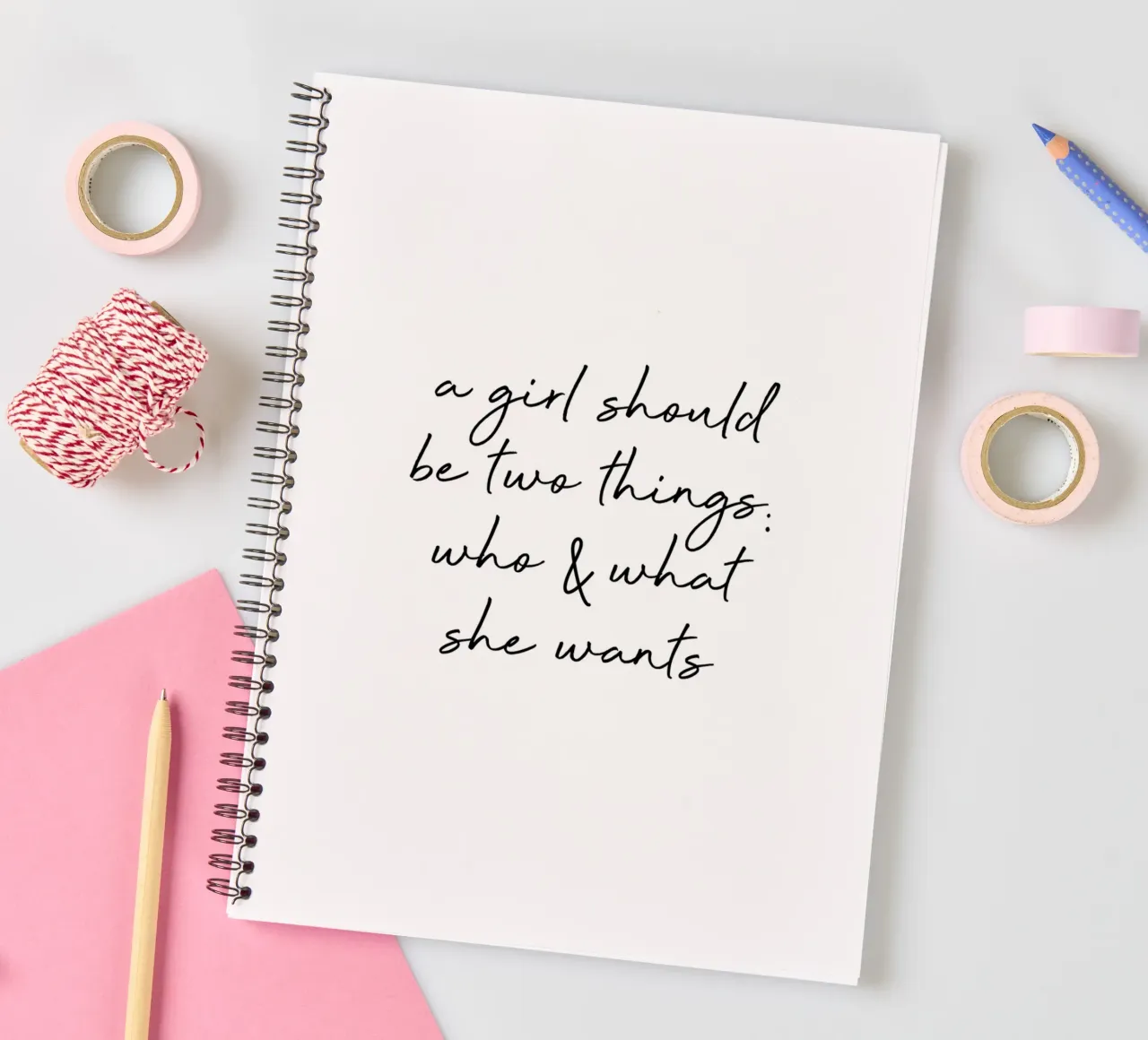 She Wants Quote spiral notebook by Orara Studio