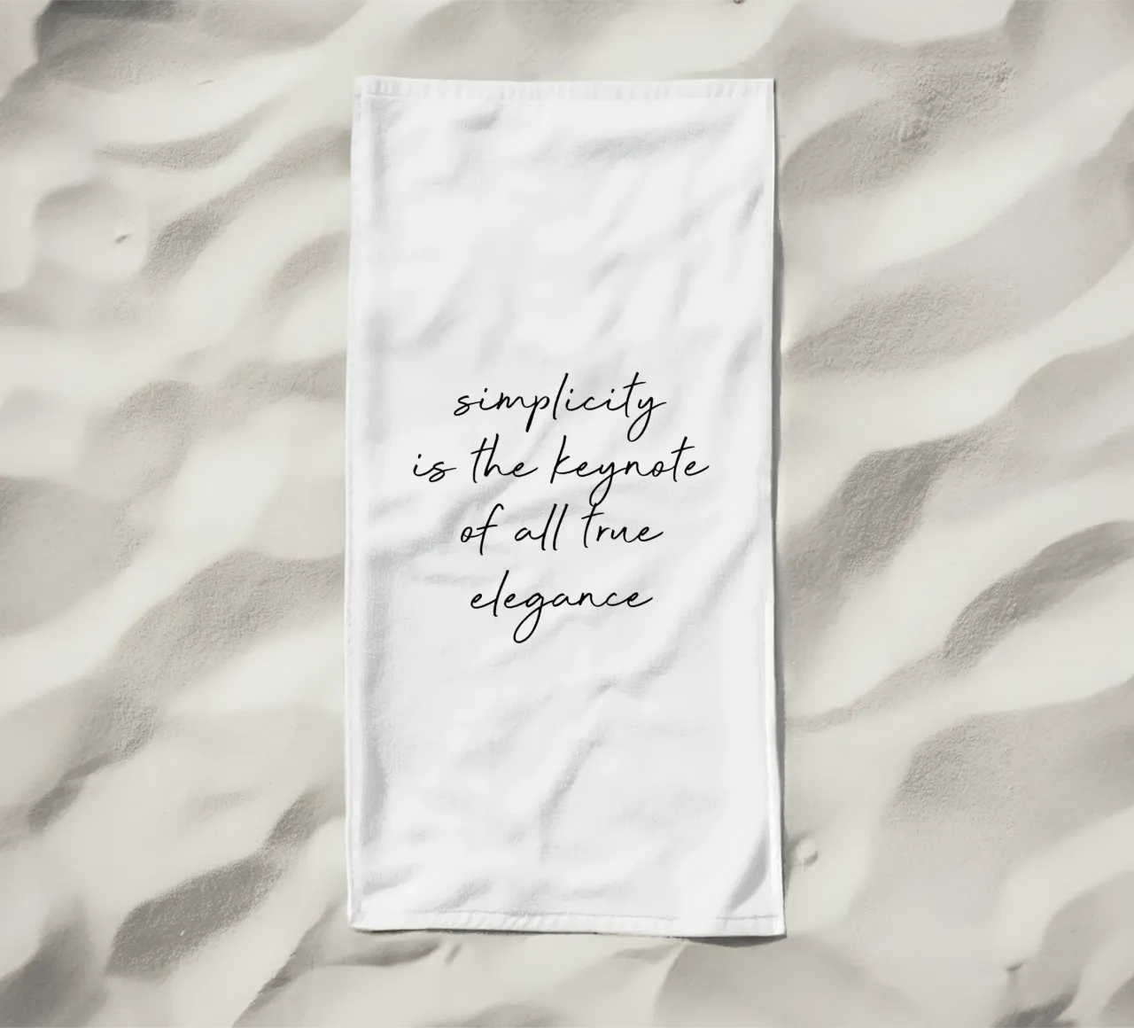 Simplicity Quote beach towel by Orara Studio