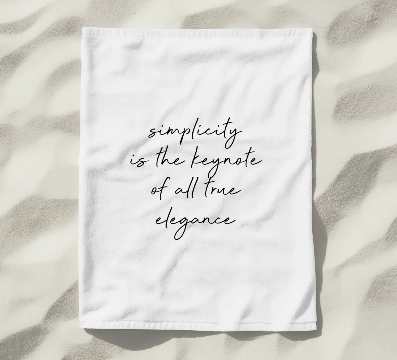 Simplicity Quote beach towel by Orara Studio