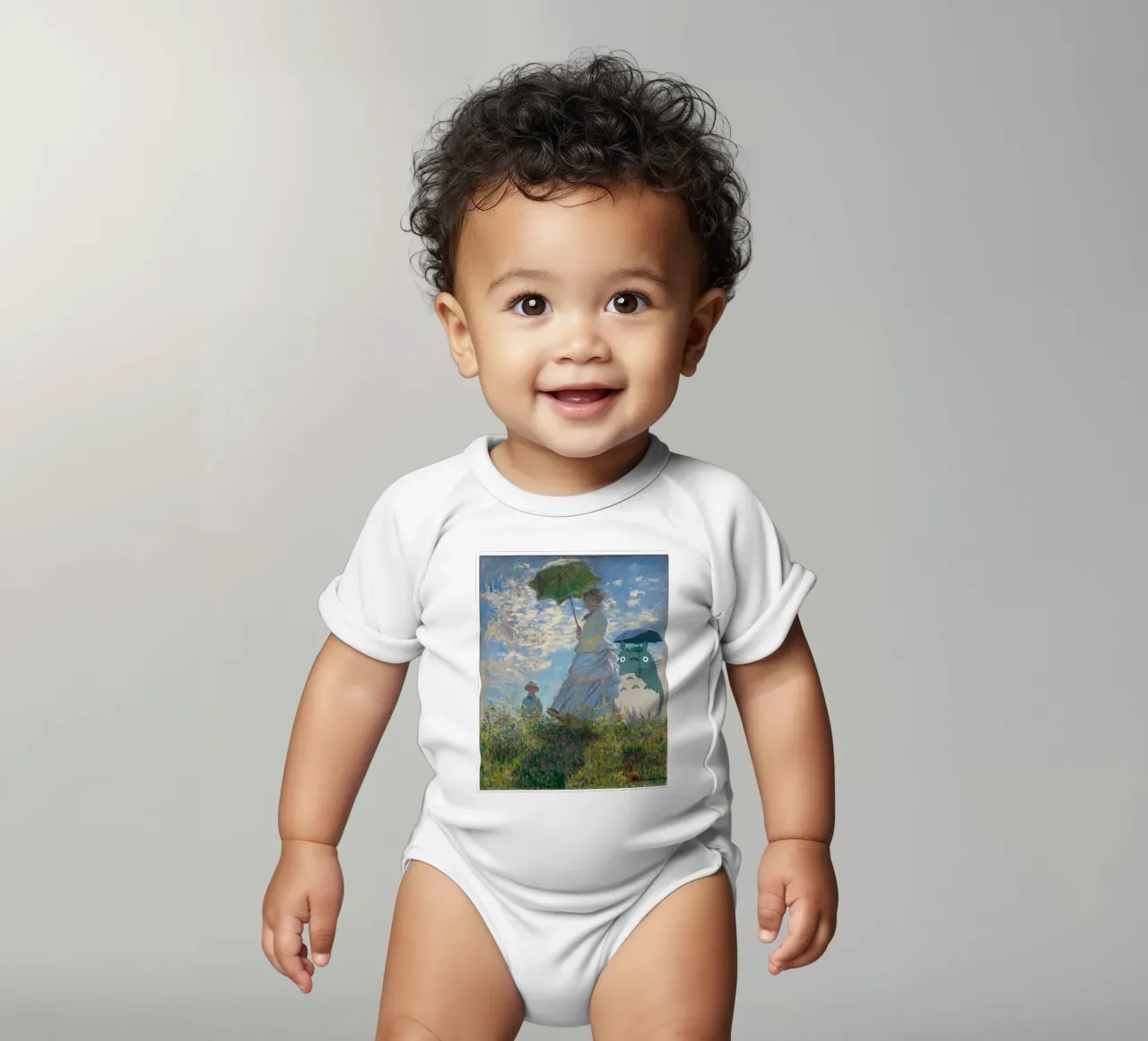 Totoro & Madame Monet - Manga & Kunst Mashup Kurzarm Babybody von Mashtup