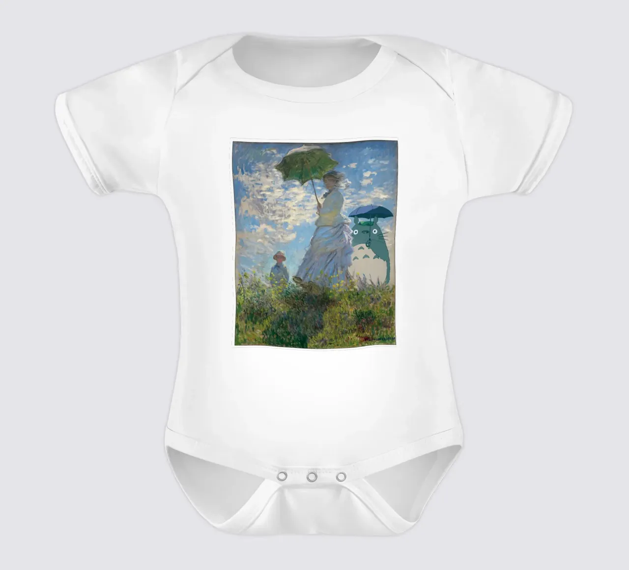 Totoro & Madame Monet - Manga & Kunst Mashup Kurzarm Babybody von Mashtup