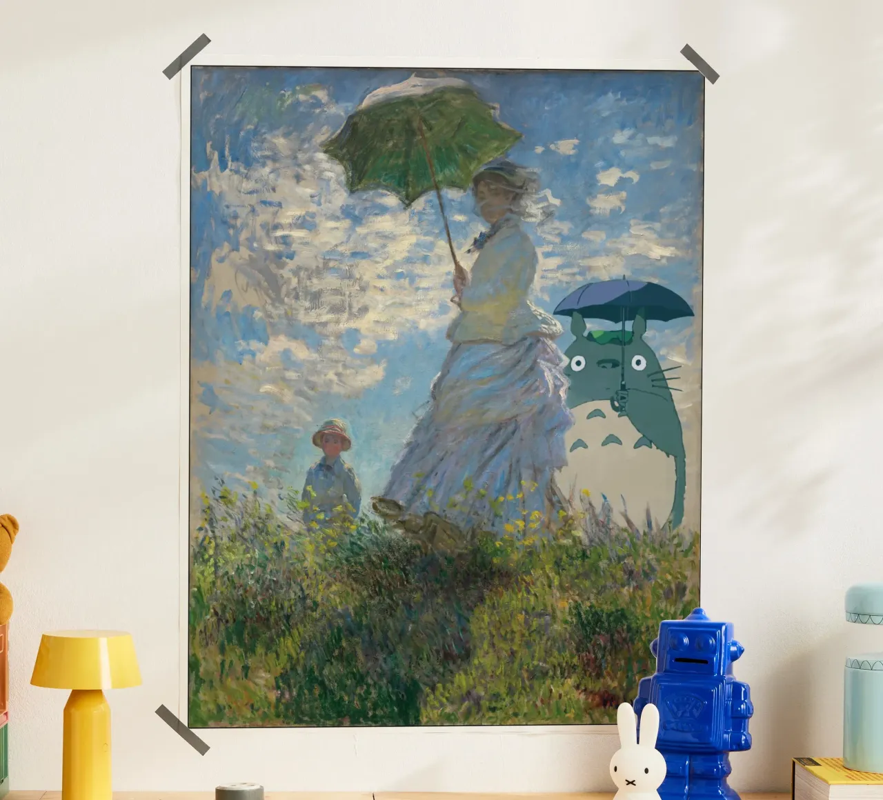 Totoro e Madame Monet - Mashup di manga e opere d'arte poster da Mashtup