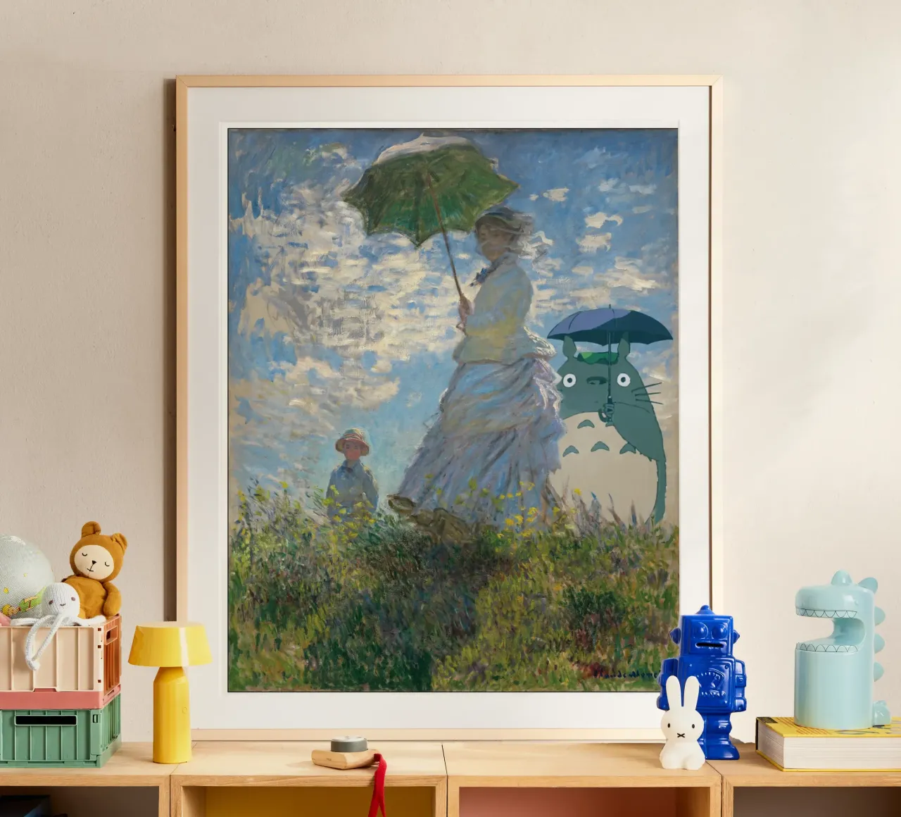 Totoro e Madame Monet - Mashup di manga e opere d'arte poster da Mashtup