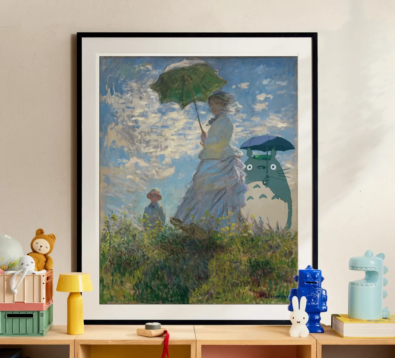 Totoro e Madame Monet - Mashup di manga e opere d'arte poster da Mashtup