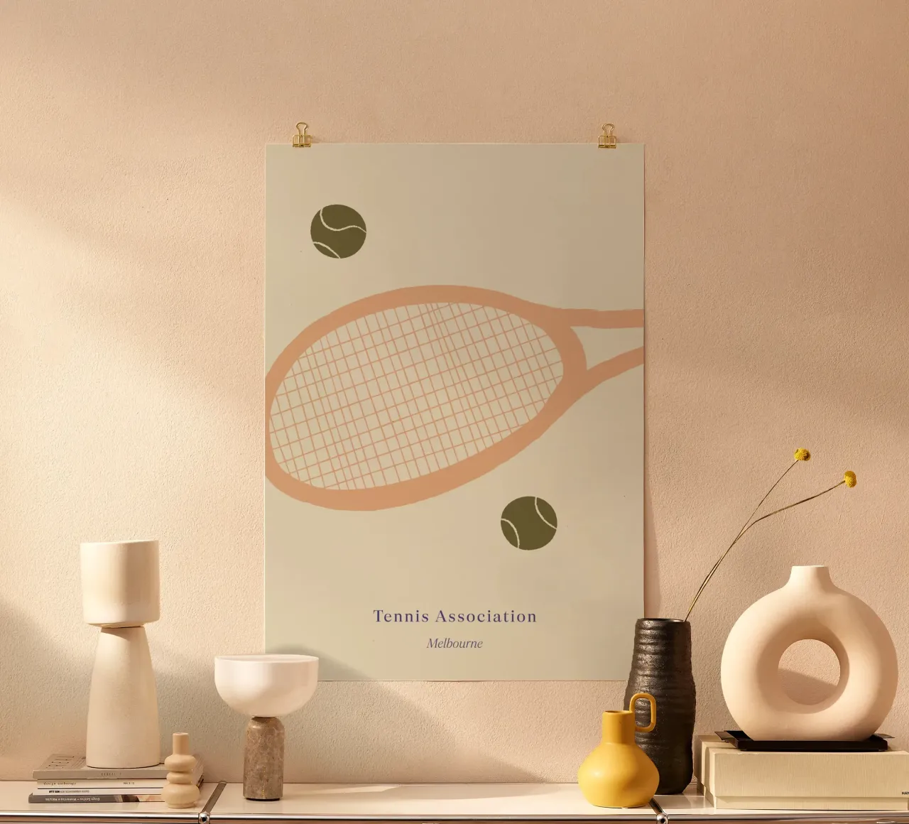 Boho Retro Sports 4 Tennis Field 3 poster da Boho Print Collection