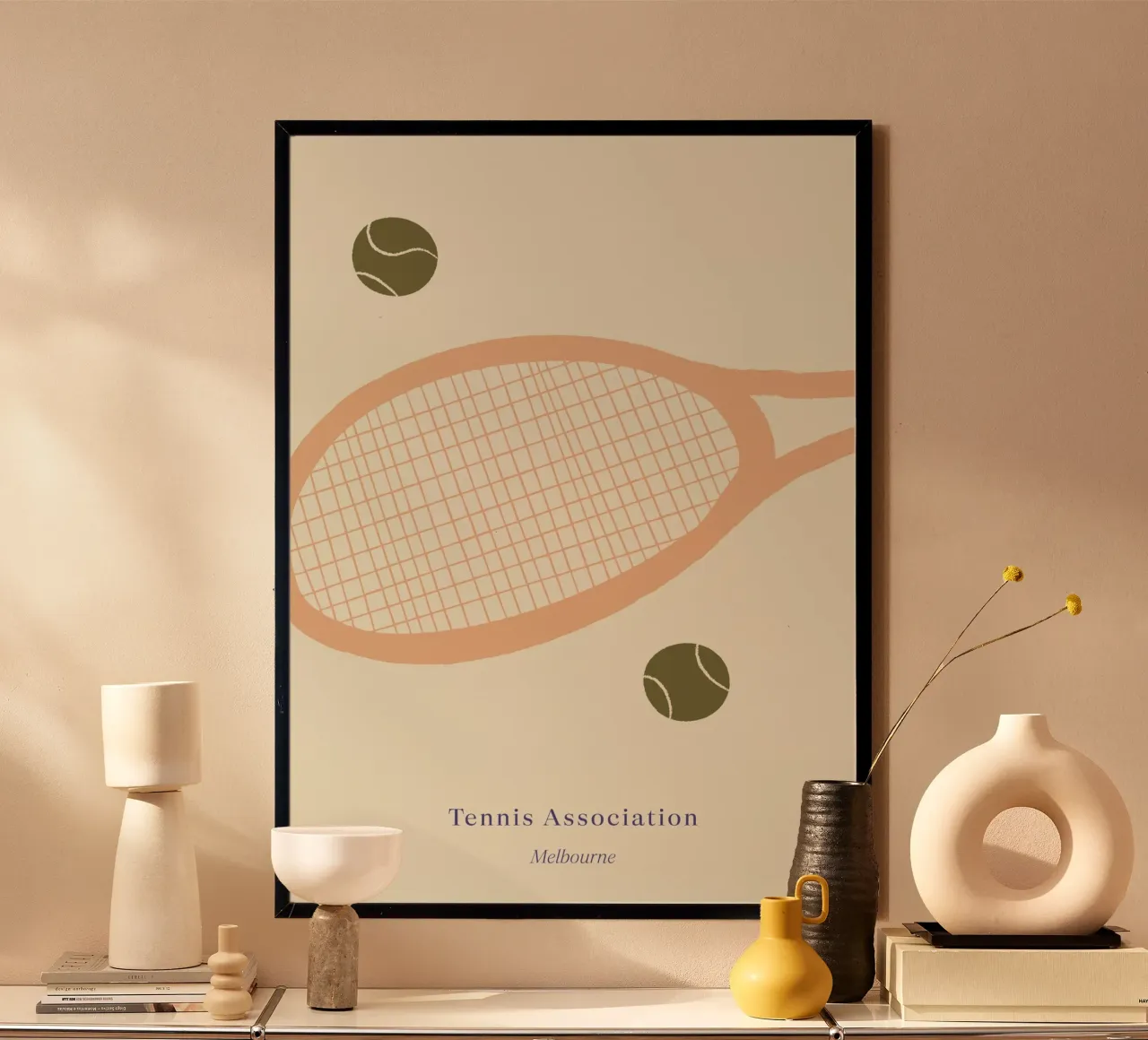 Boho Retro Sports 4 Tennis Field 3 poster da Boho Print Collection