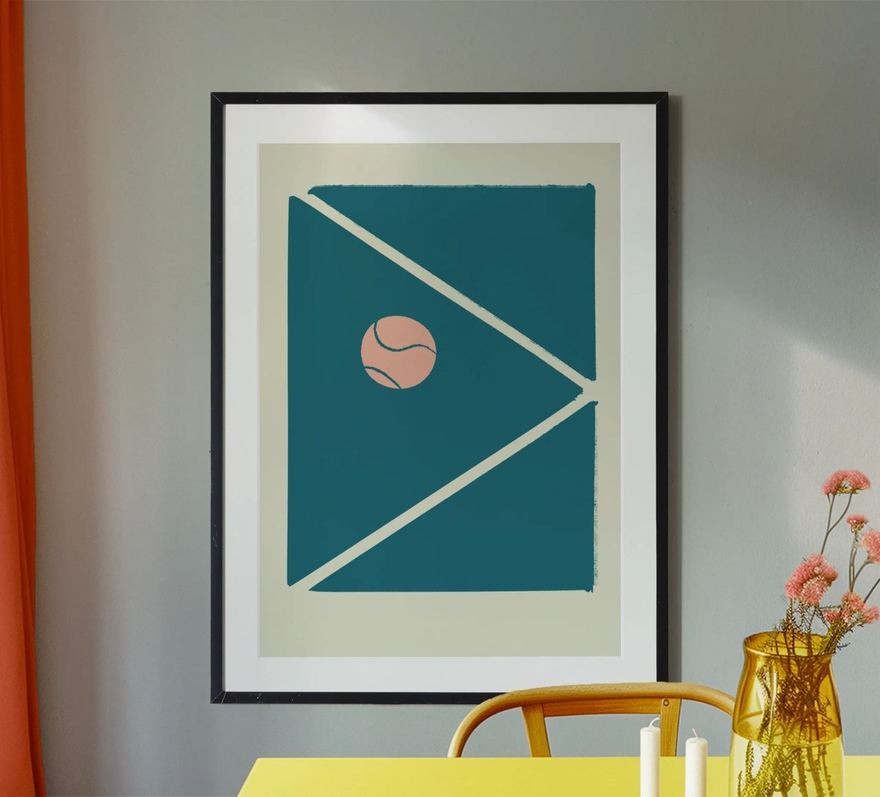 Boho Retro Sports 4 Tennis Field 4 poster by Boho Print Collection