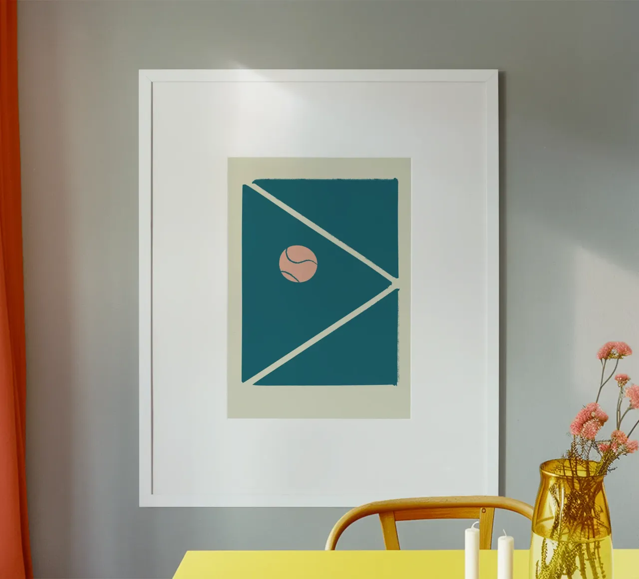 Boho Retro Sports 4 Tennis Field 4 poster con telaio in legno da Boho Print Collection