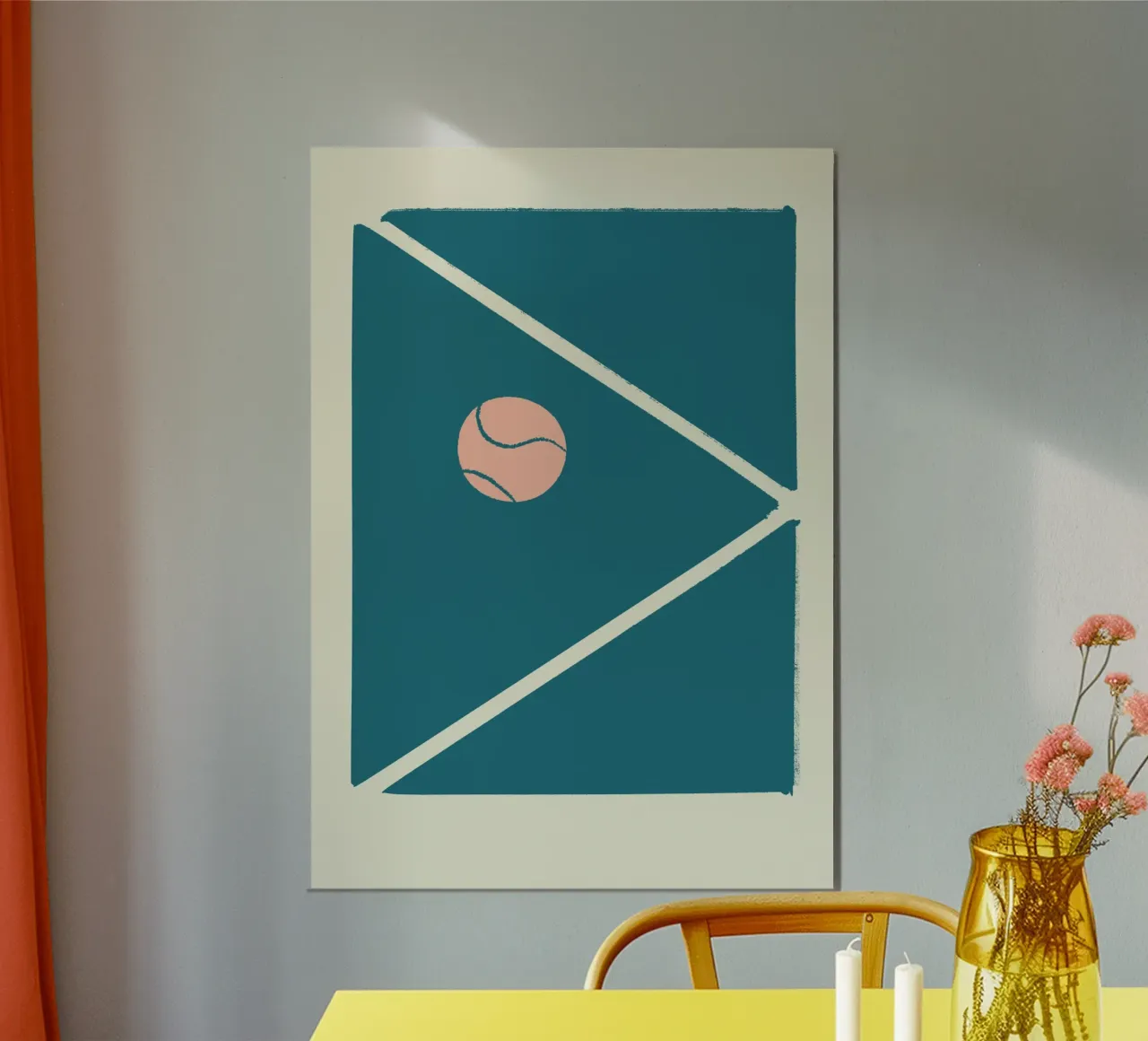 Boho Retro Sports 4 Tennis Field 4 poster con telaio in legno da Boho Print Collection
