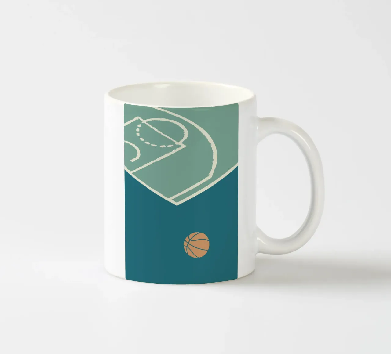 Boho Retro Sports 5 Basketball Court 1 Keramik Tasse von Boho Print Collection