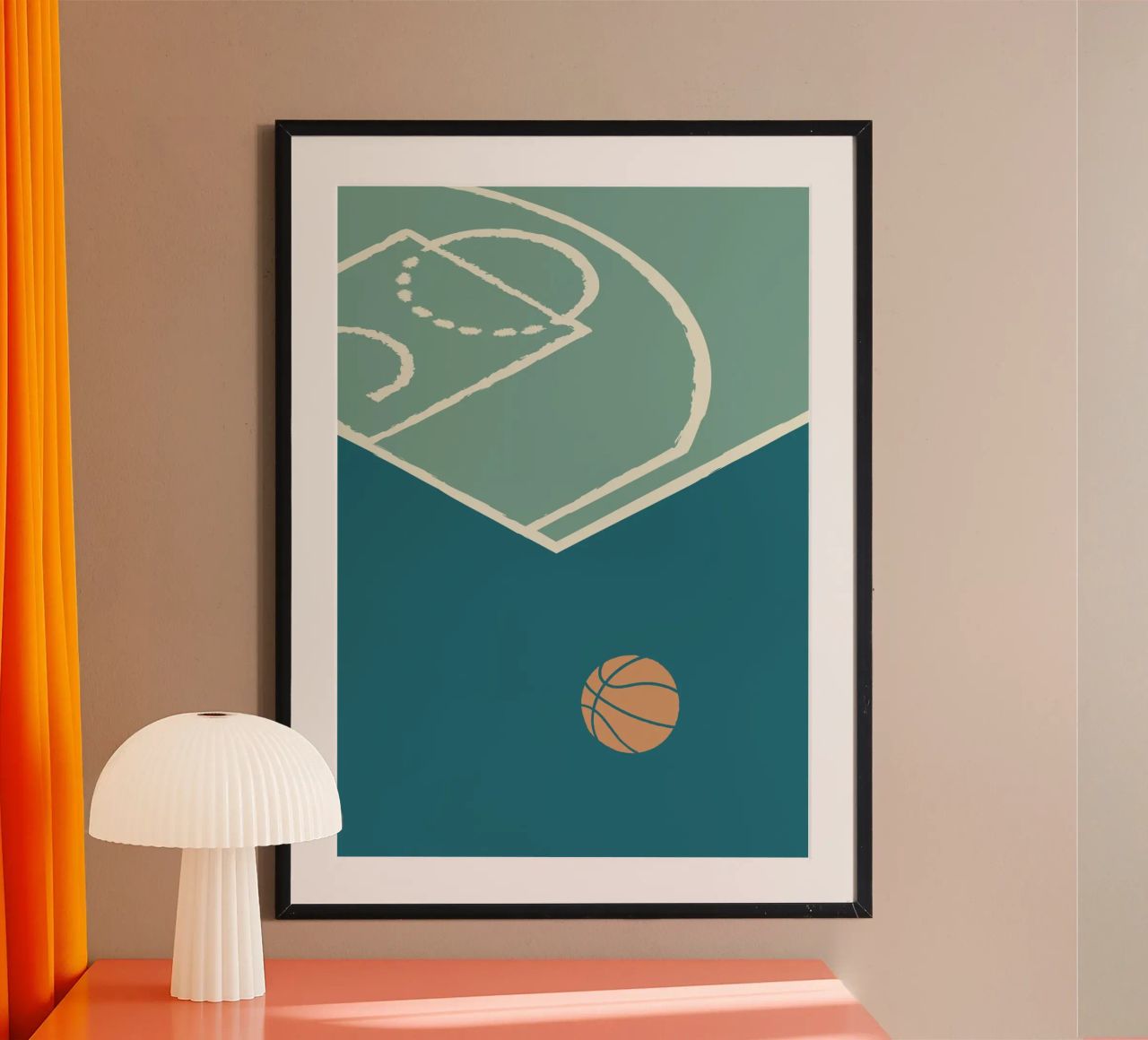 Boho Retro Sports 5 Basketball Court 1 poster de Boho Print Collection