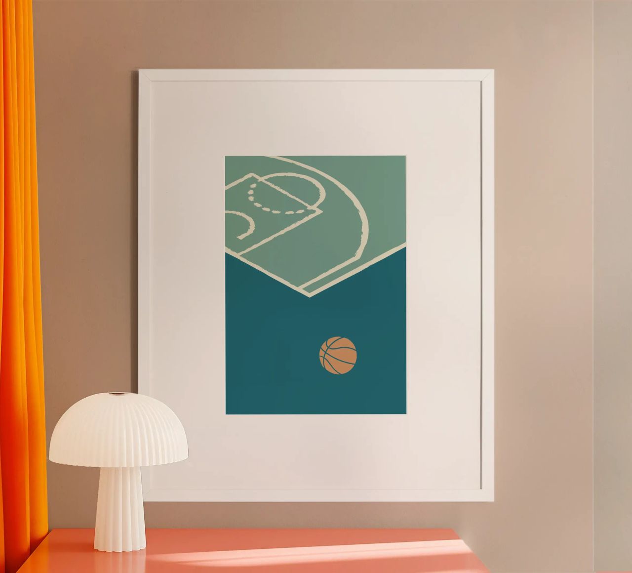 Boho Retro Sports 5 Basketball Court 1 poster de Boho Print Collection