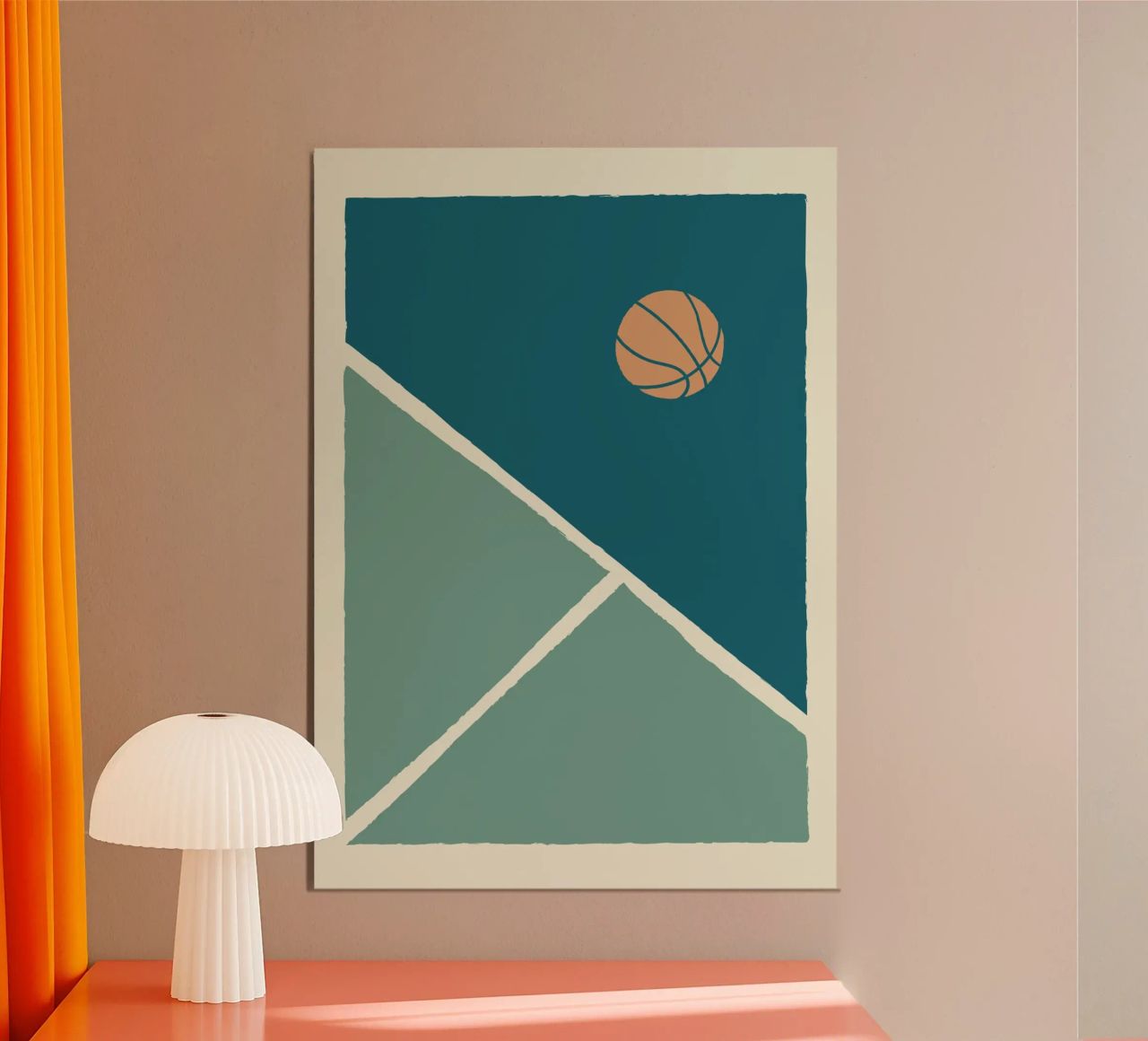 Boho Retro Sports 5 Basketball Court 2 poster de Boho Print Collection