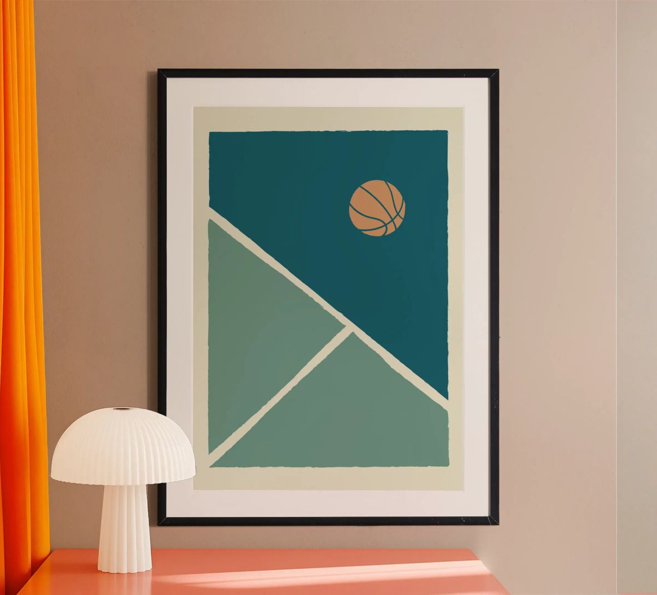 Boho Retro Sports 5 Basketball Court 2 poster de Boho Print Collection