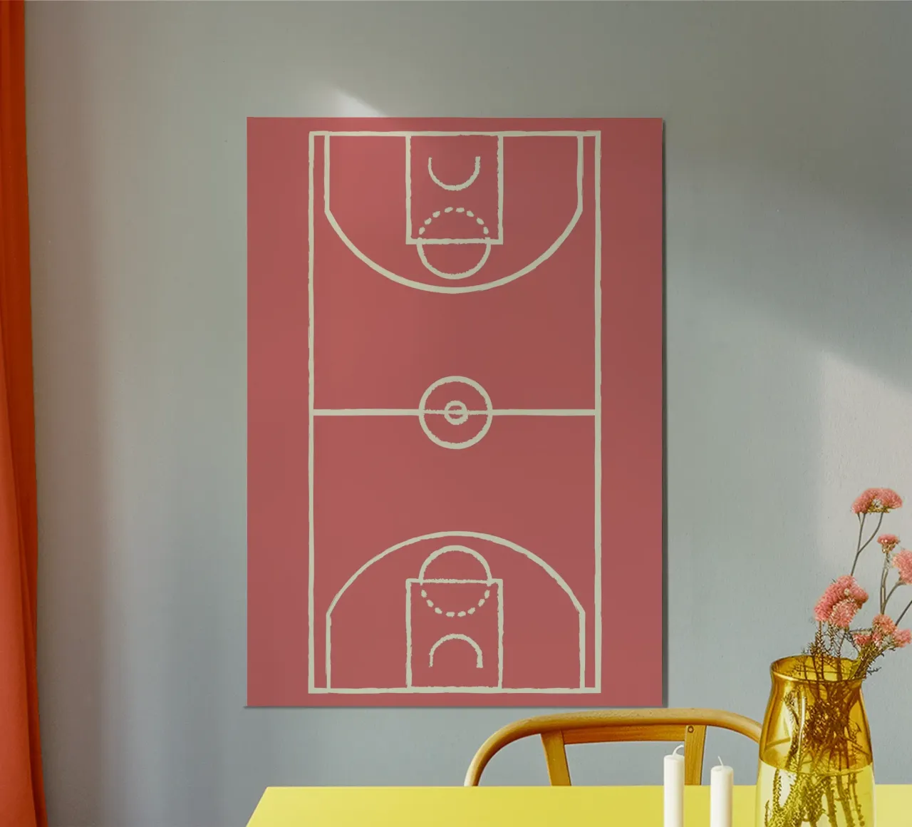 Boho Retro Sports 7 Basketball Zone 1 poster con telaio in legno da Boho Print Collection