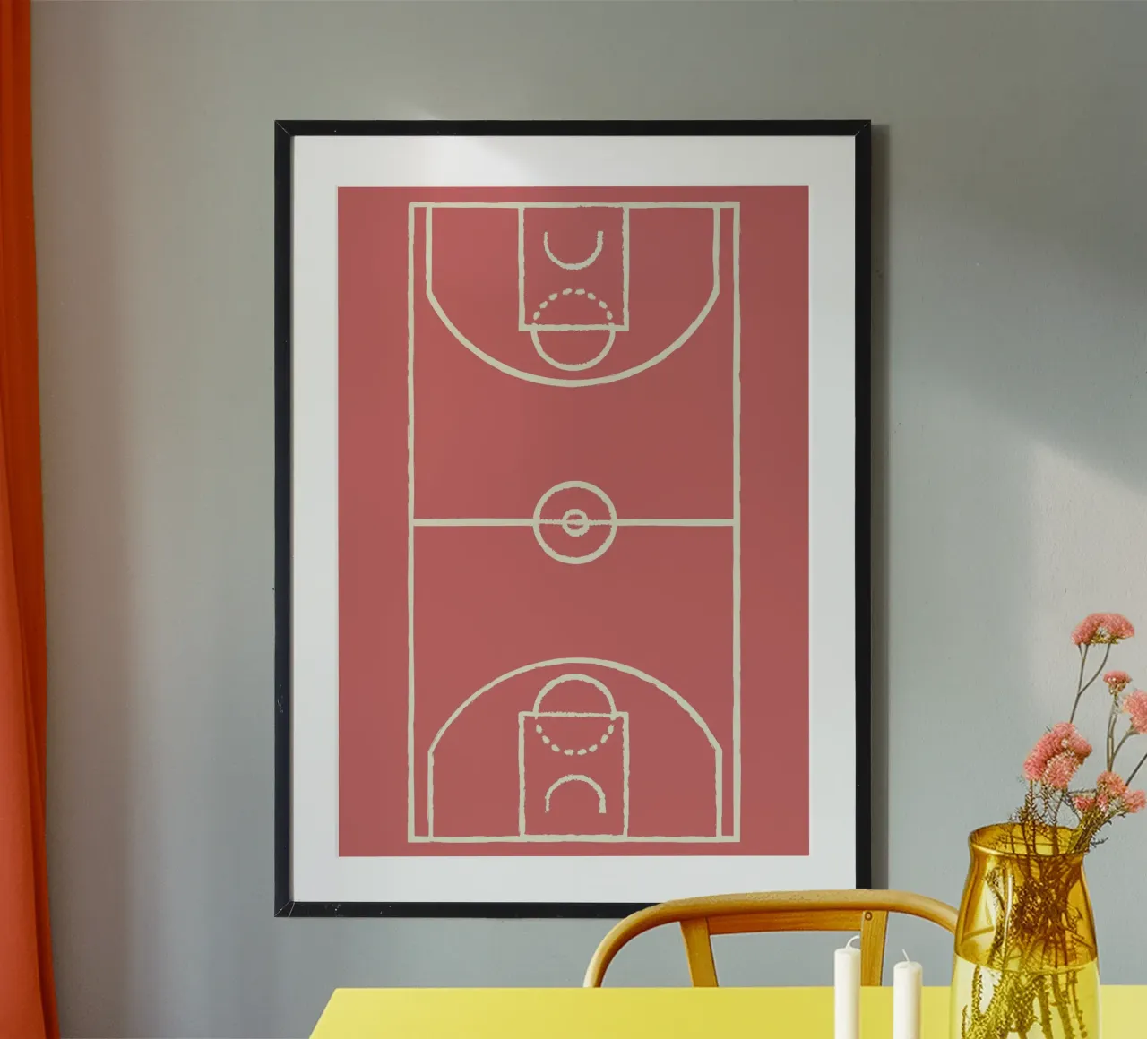 Boho Retro Sports 7 Basketball Zone 1 poster con telaio in legno da Boho Print Collection