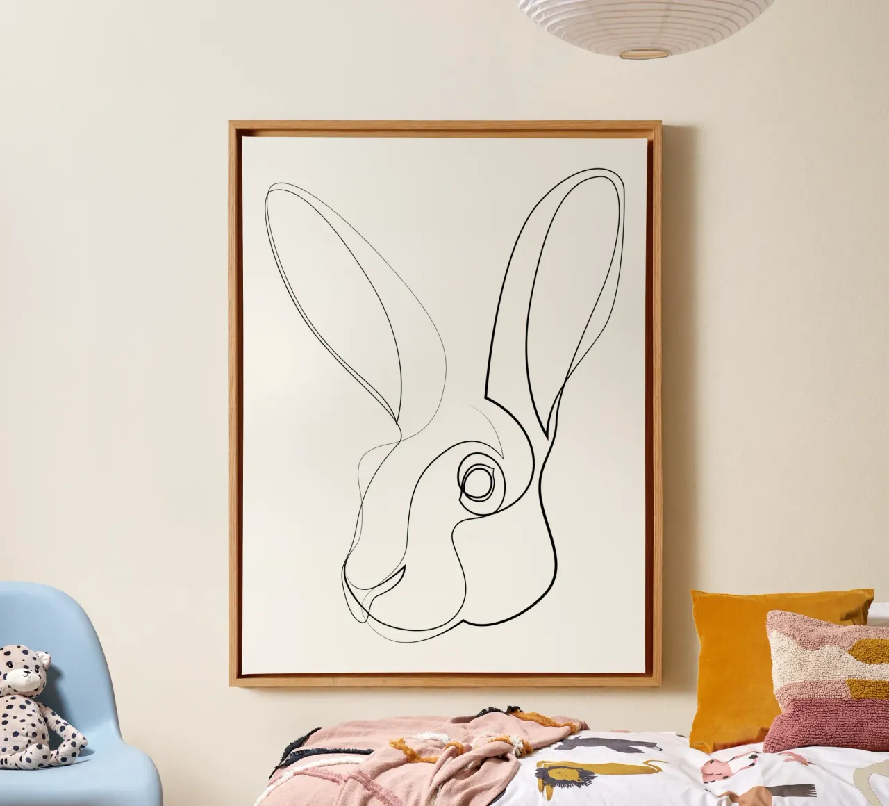 Jackrabbit - lepre a una linea tela da Addillum