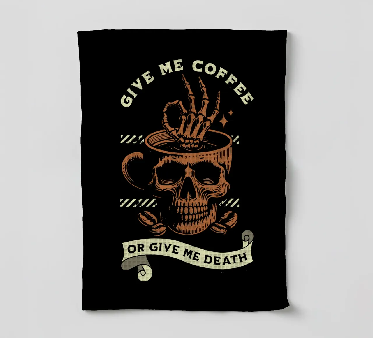 Give Me Coffee tea towel by Gunawan Rb