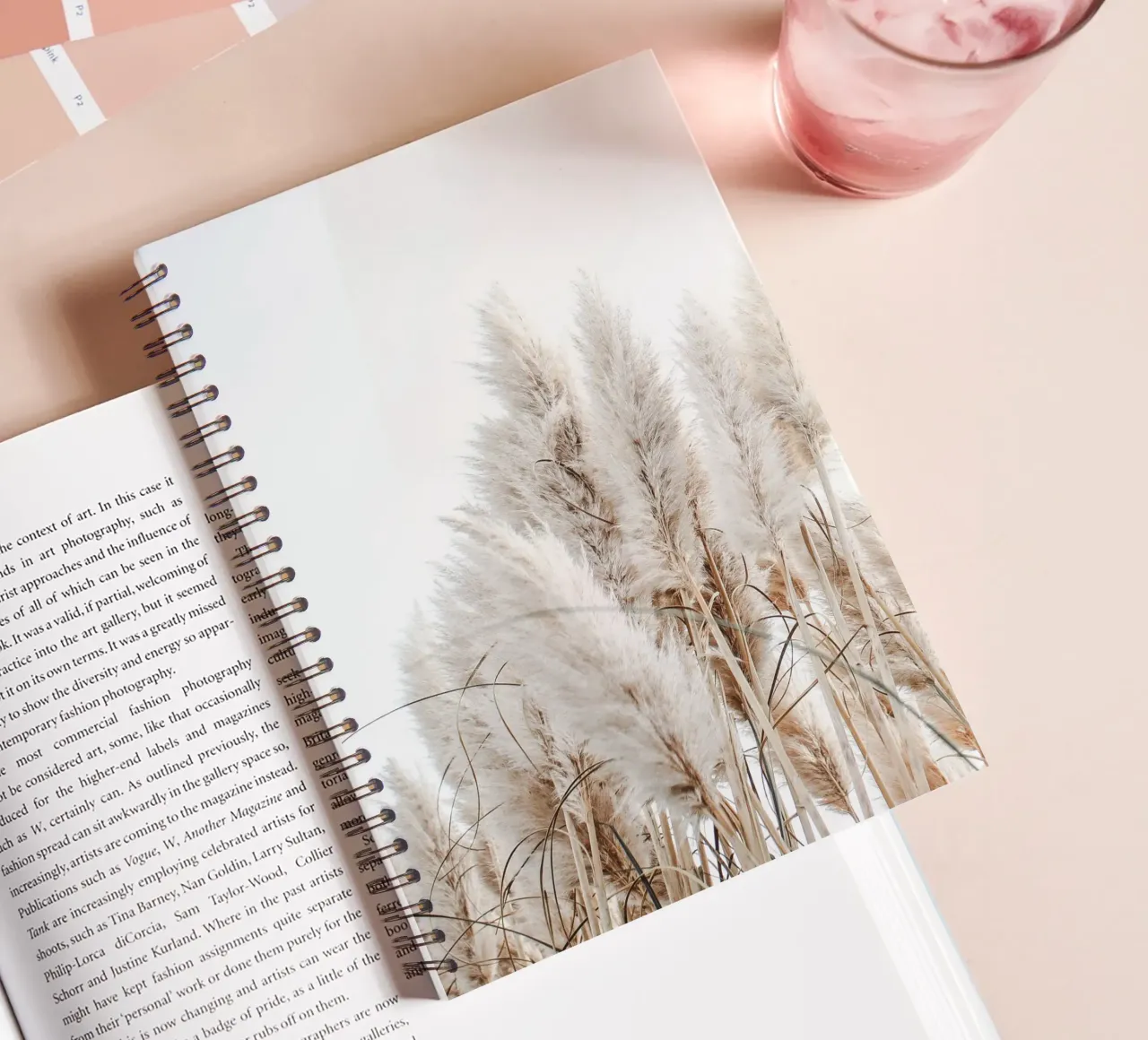 Delicate pampas grass in boho style spiral notebook by Whole©