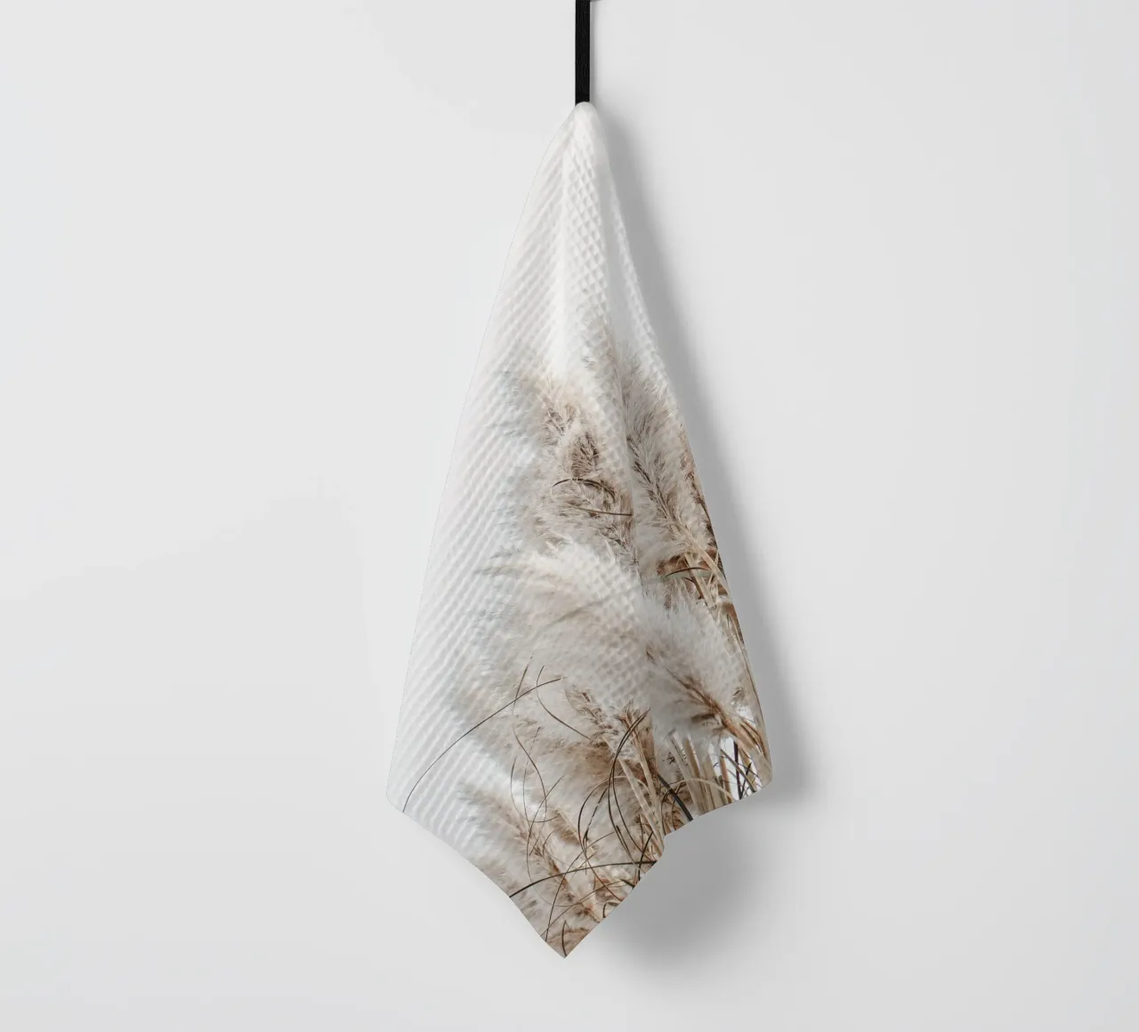 Delicate pampas grass in boho style tea towel by Whole©