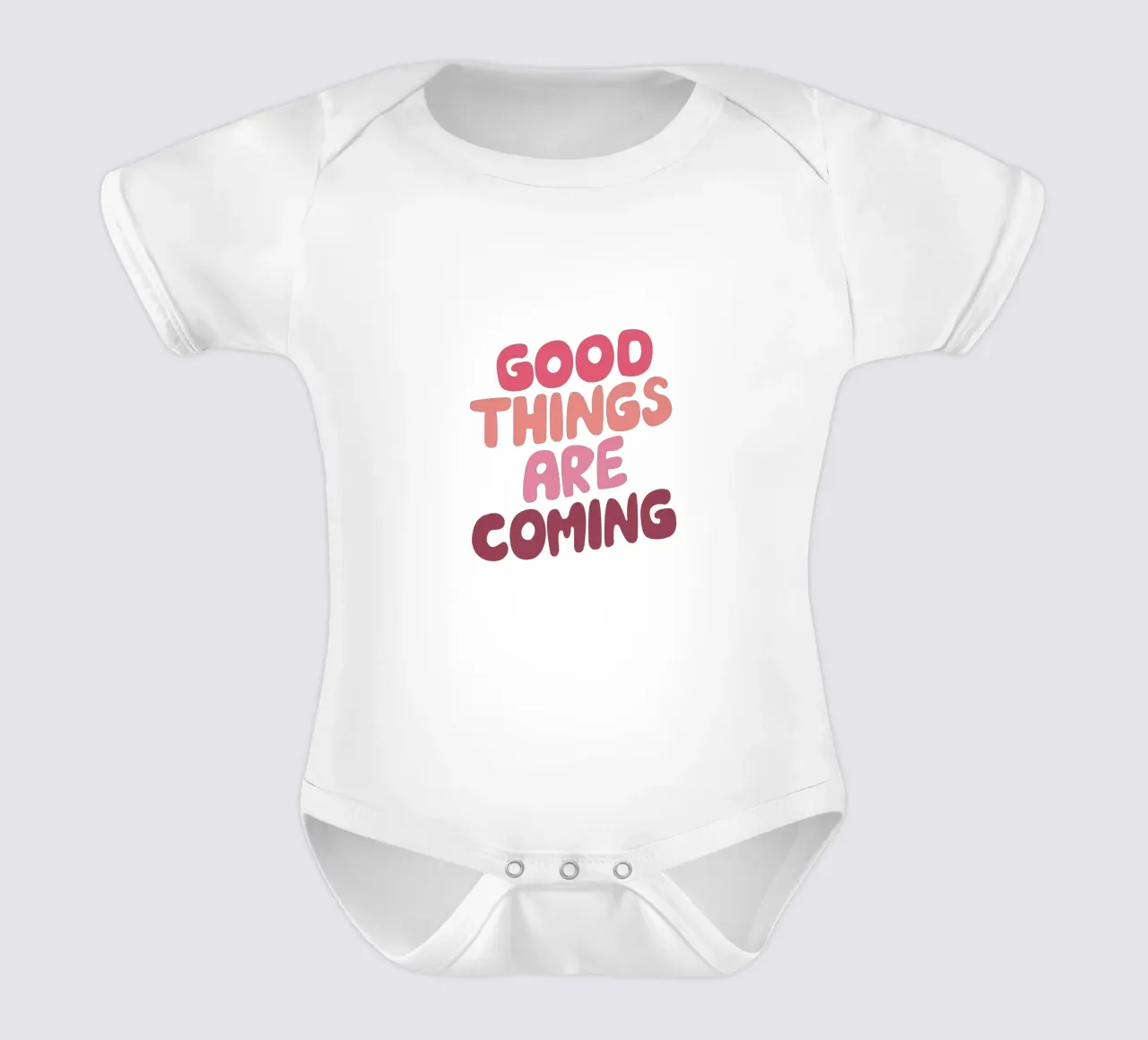 Le cose belle stanno arrivando Typografie Design in PInk body neonato maniche corte da THE MOTIVATED TYPE