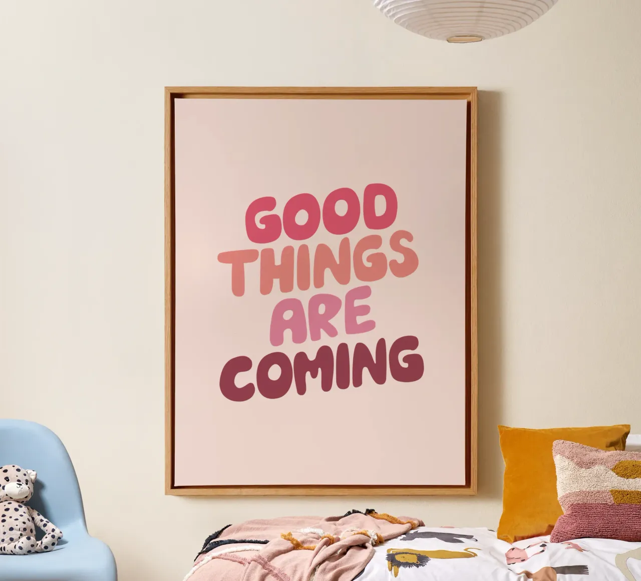 Goede dingen komen eraan Typografie Ontwerp in PInk canvas van THE MOTIVATED TYPE