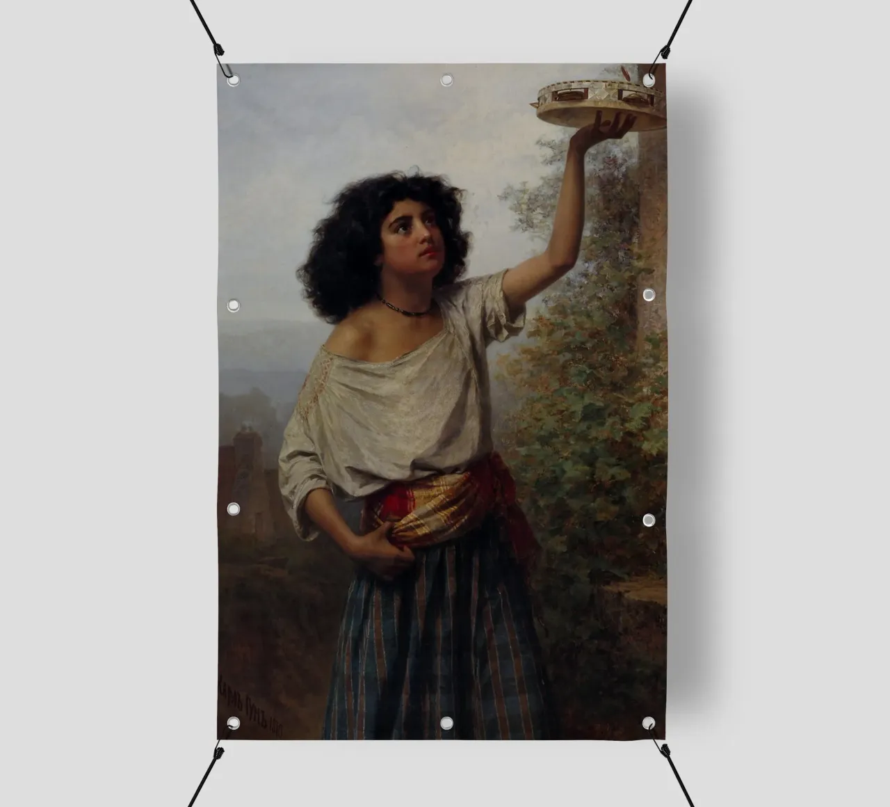 Joven gitana con pandereta - Kārlis Teodors Hūns lonas publicitarias de William Store