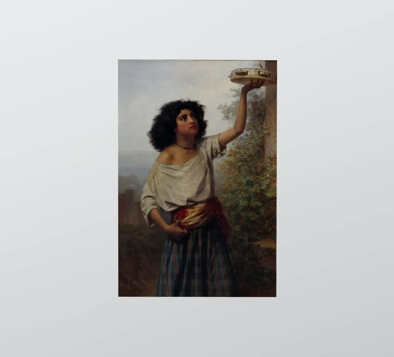 Joven gitana con pandereta - Kārlis Teodors Hūns pegatina de William Store