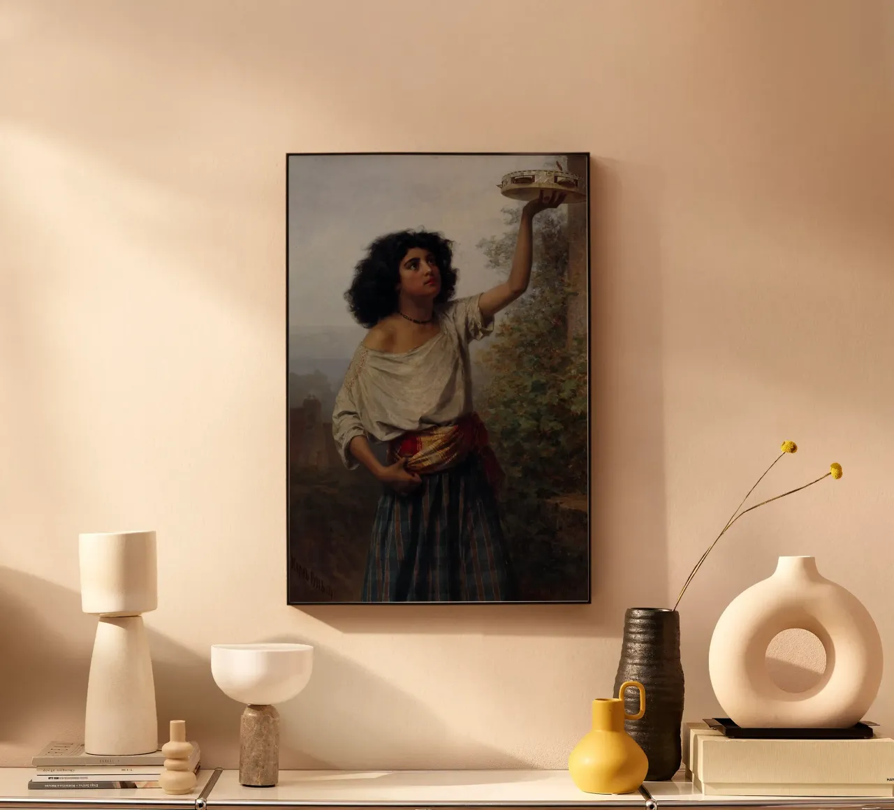 Joven gitana con pandereta - Kārlis Teodors Hūns metacrilato de William Store