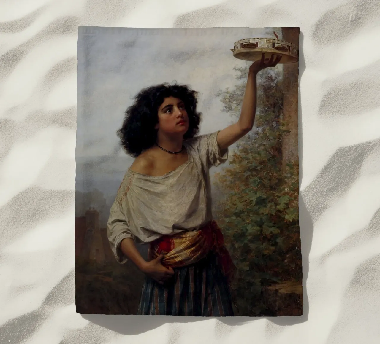 Joven gitana con pandereta - Kārlis Teodors Hūns toalla de playa de William Store