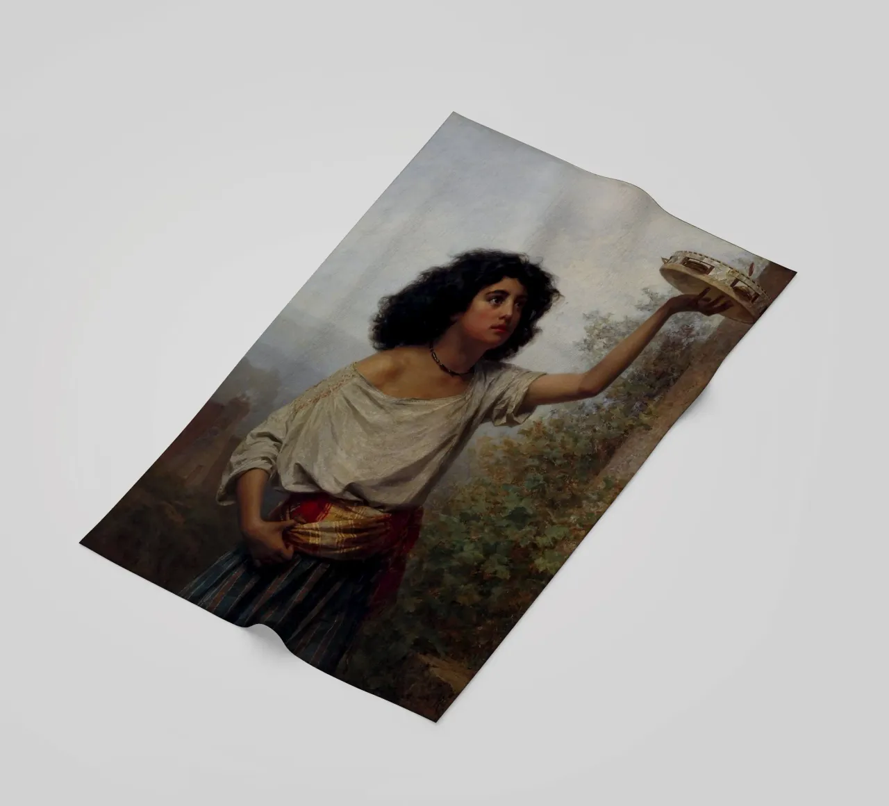 Joven gitana con pandereta - Kārlis Teodors Hūns toalla de playa de William Store