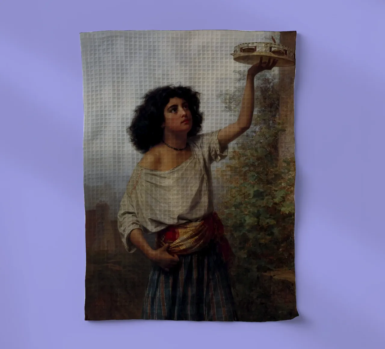 Joven gitana con pandereta - Kārlis Teodors Hūns paño de cocina de William Store