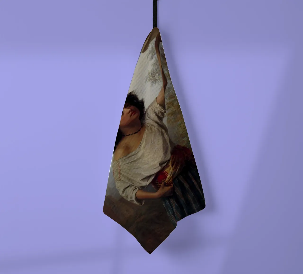 Joven gitana con pandereta - Kārlis Teodors Hūns paño de cocina de William Store