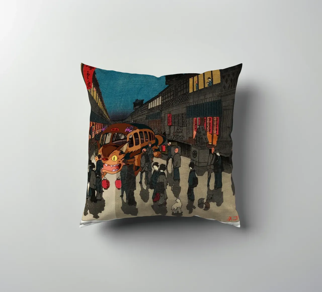 Totoro - Catbus - Mashup di stampe giapponesi cuscino da Mashtup