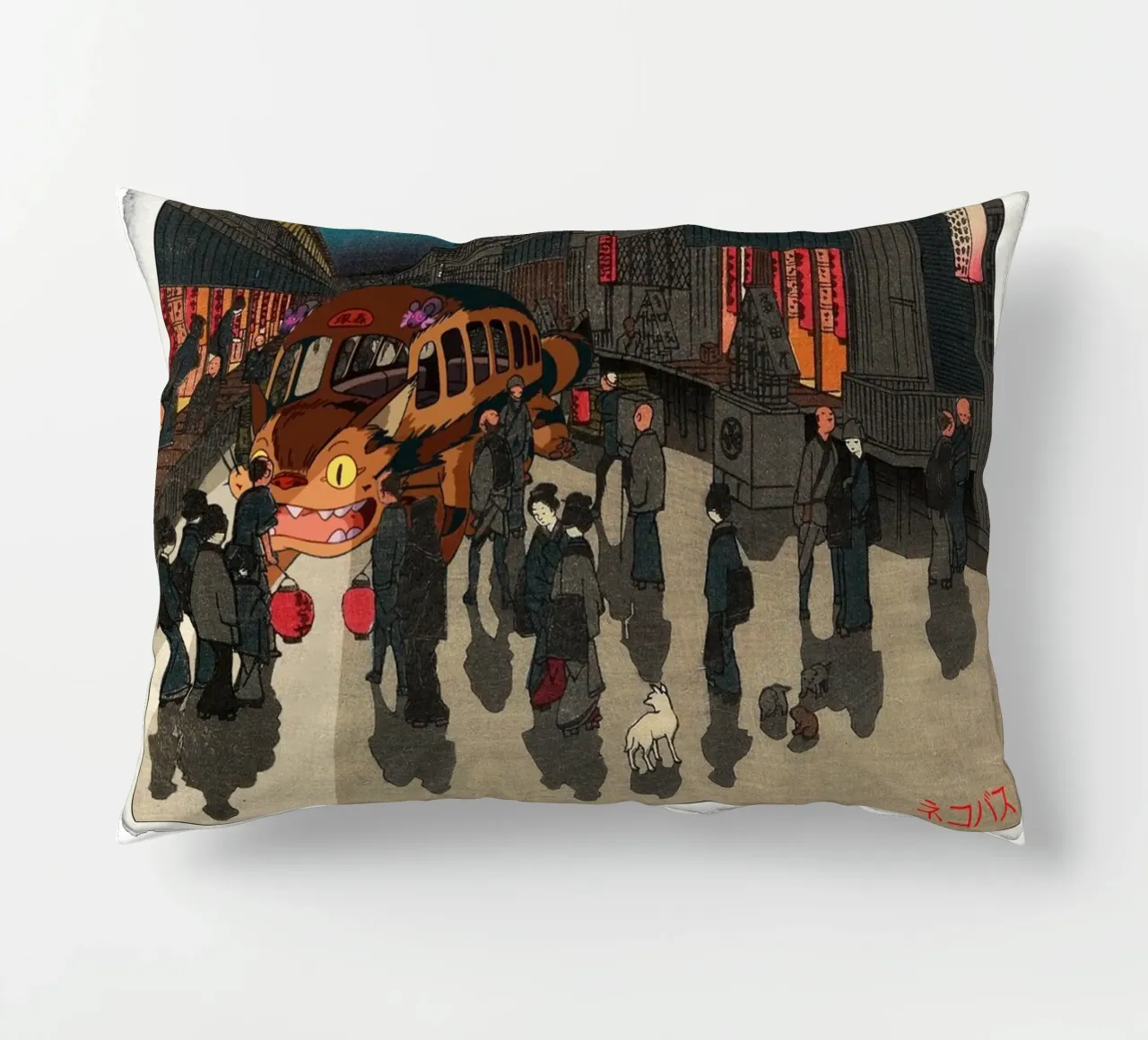 Totoro - Catbus - Mashup di stampe giapponesi cuscino da Mashtup