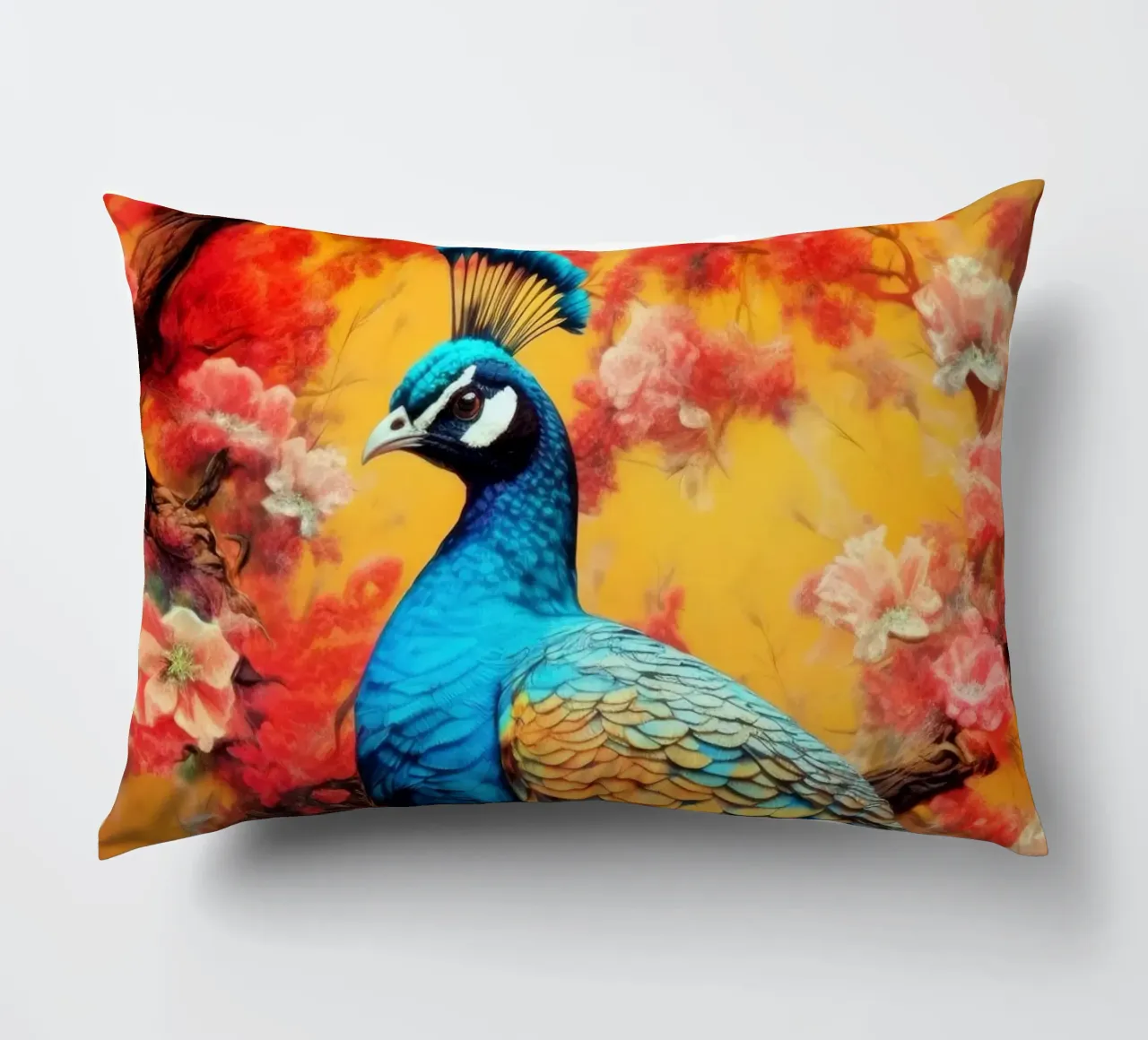 Peacock bird animal art decorative cushion by Justyna Jaszke JBJart