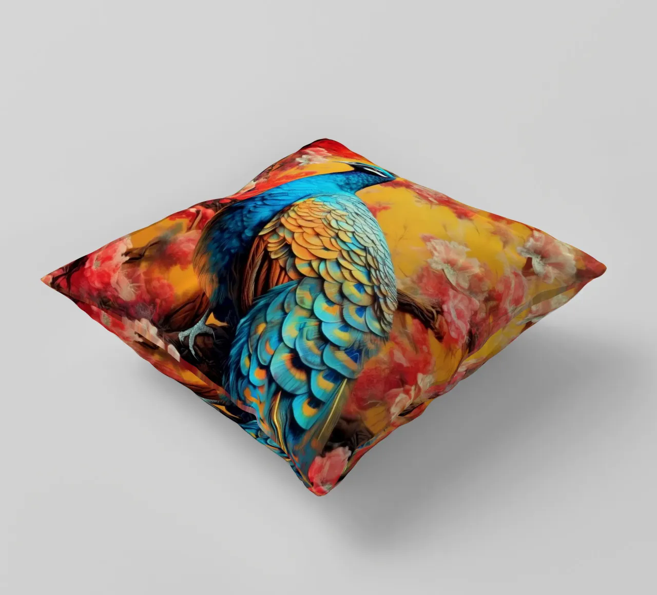 Peacock bird animal art decorative cushion by Justyna Jaszke JBJart