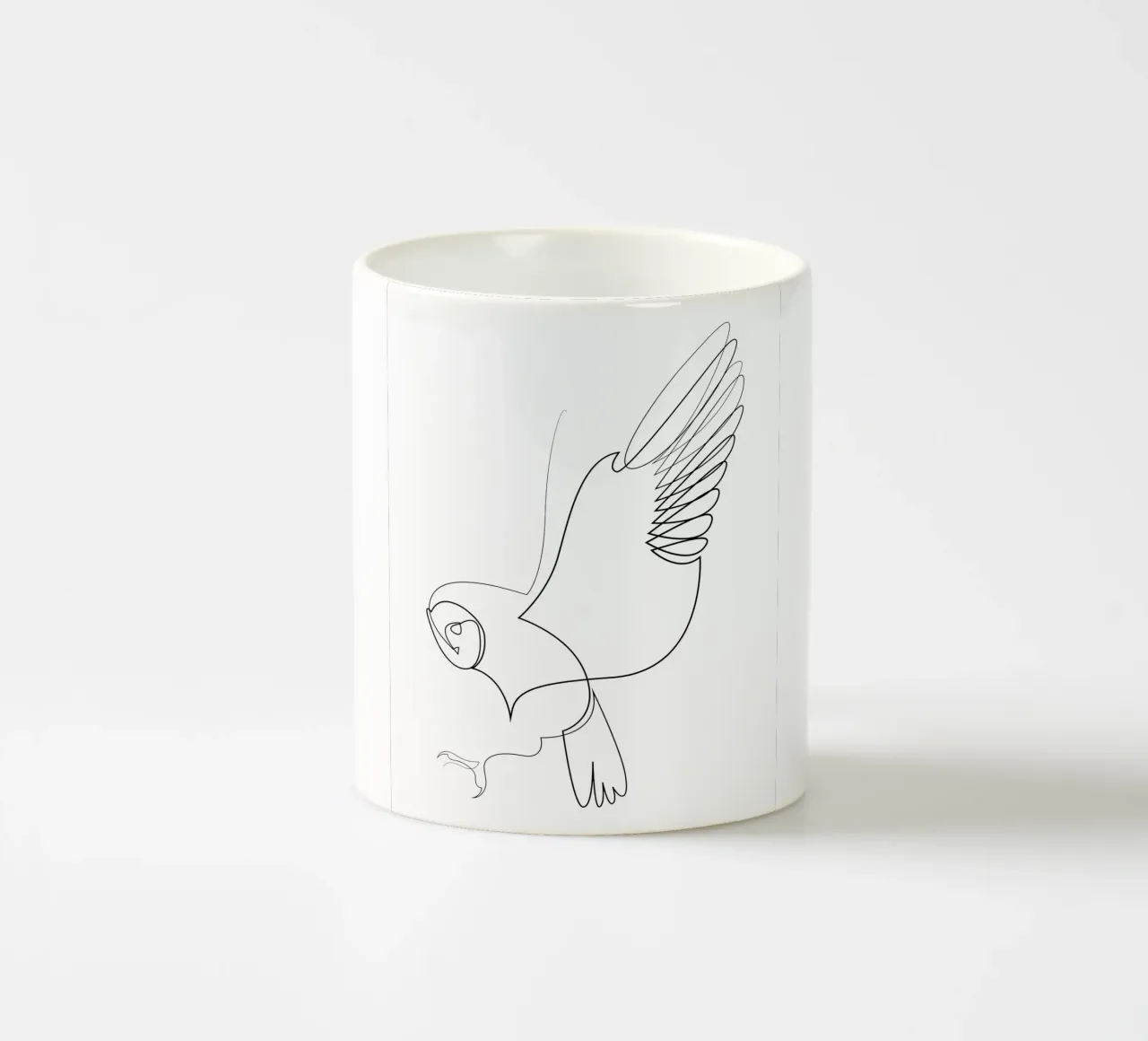Obscure hunt - one line owl tazza in ceramica da Addillum