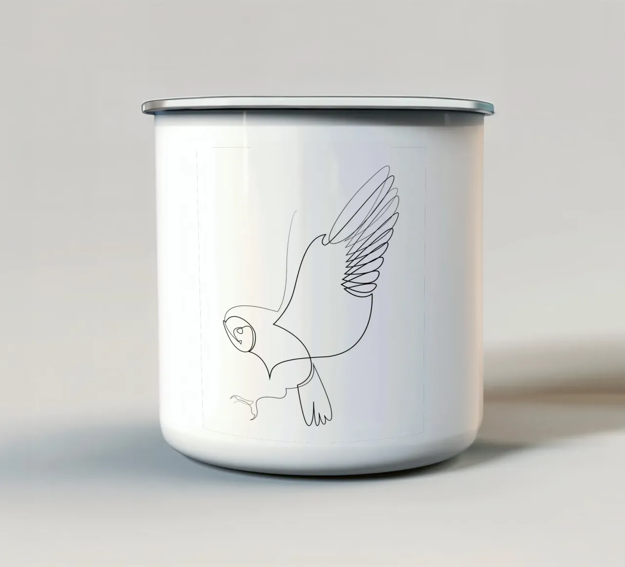 Obscure hunt - one line owl tazza in smalto da Addillum