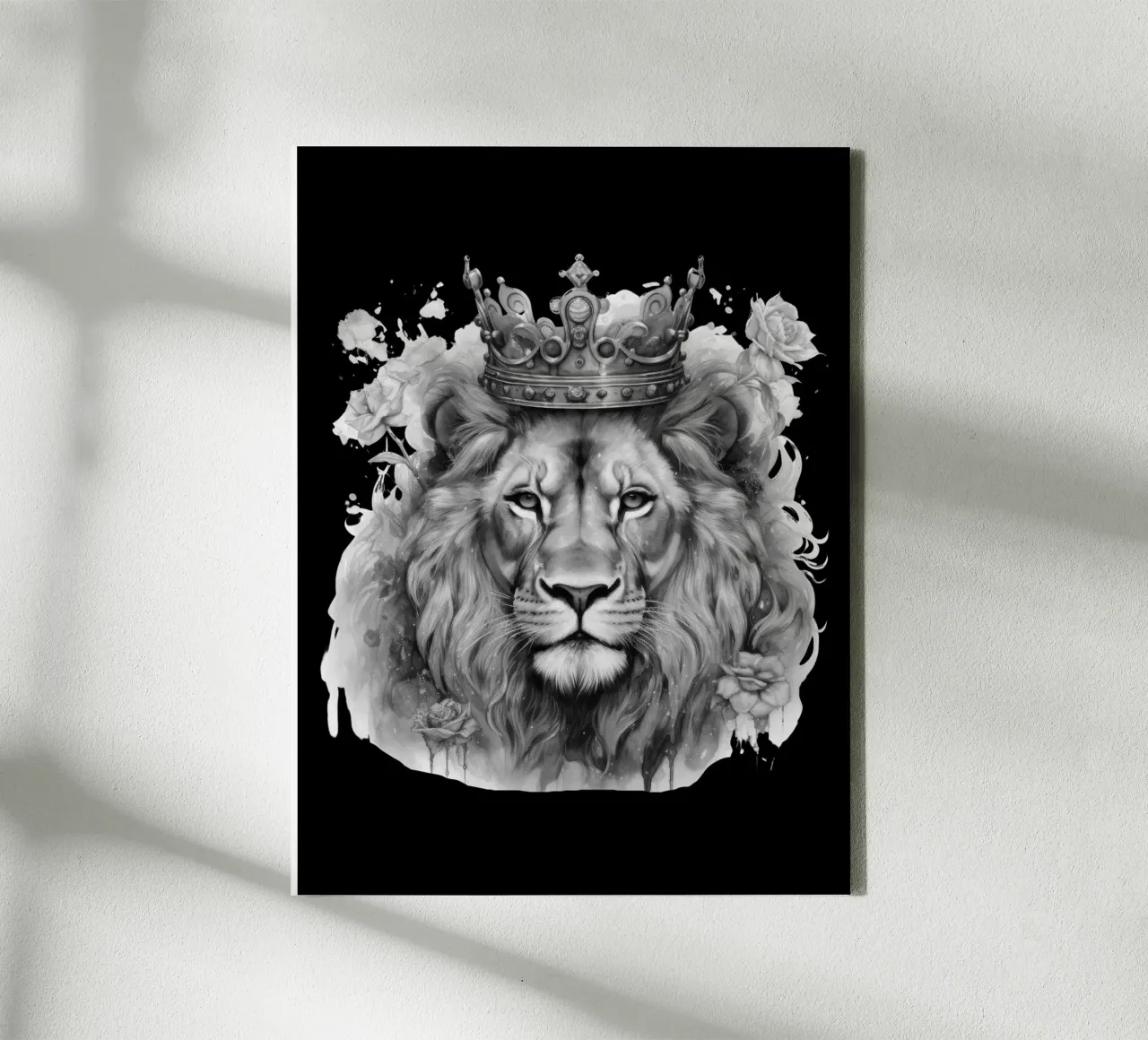 Leeuwenkoning met kroon variant 1 canvas met Baklijst van Yaso Design & Art