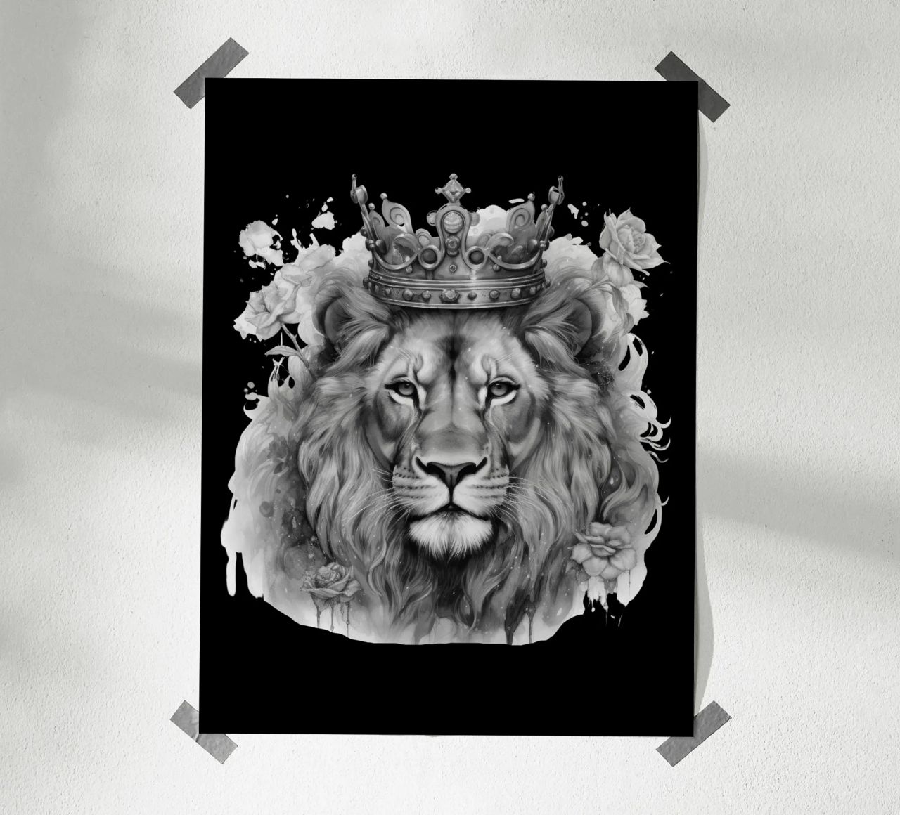 Leeuwenkoning met kroon variant 1 poster van Yaso Design & Art