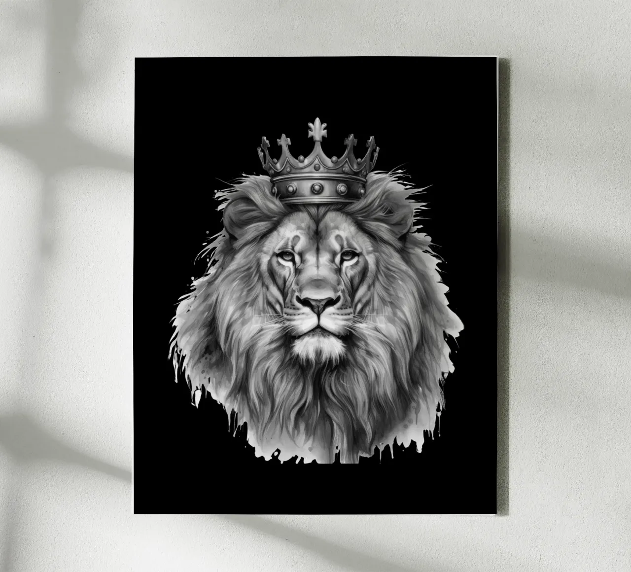 Leeuwenkoning met kroon variant 2 canvas met Baklijst van Yaso Design & Art