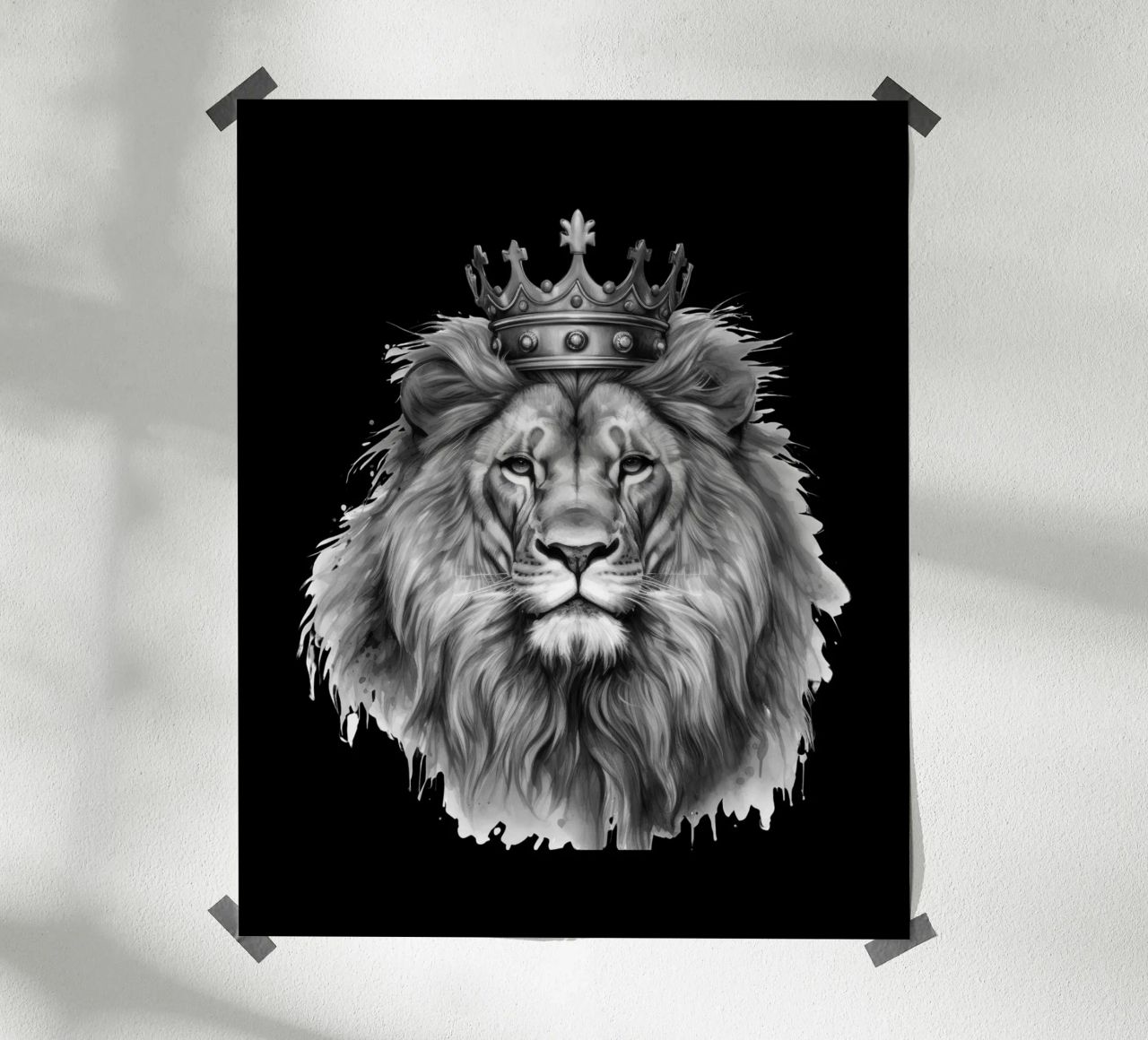 Leeuwenkoning met kroon variant 2 poster van Yaso Design & Art
