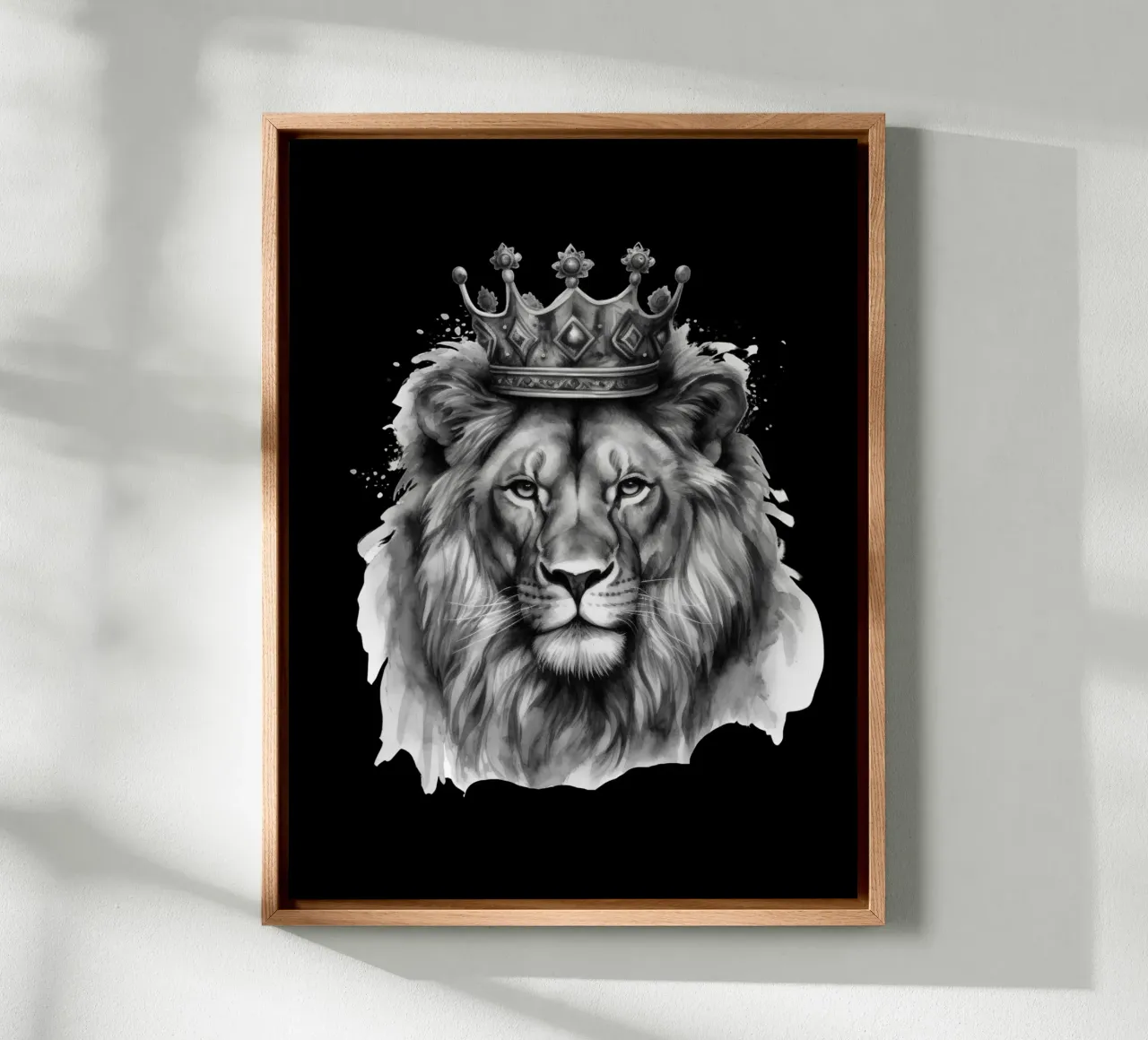 Leeuwenkoning met kroon variant 3 canvas met Baklijst van Yaso Design & Art