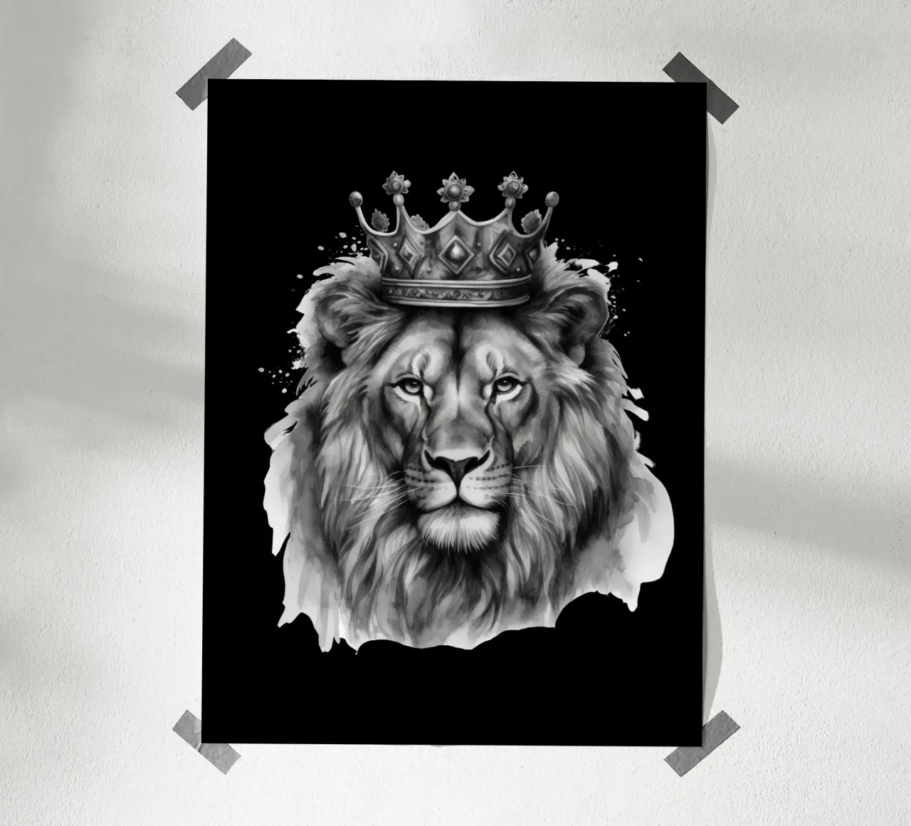 Löwen König mit Krone Variante 3 Hahnemühle von Yaso Design & Art